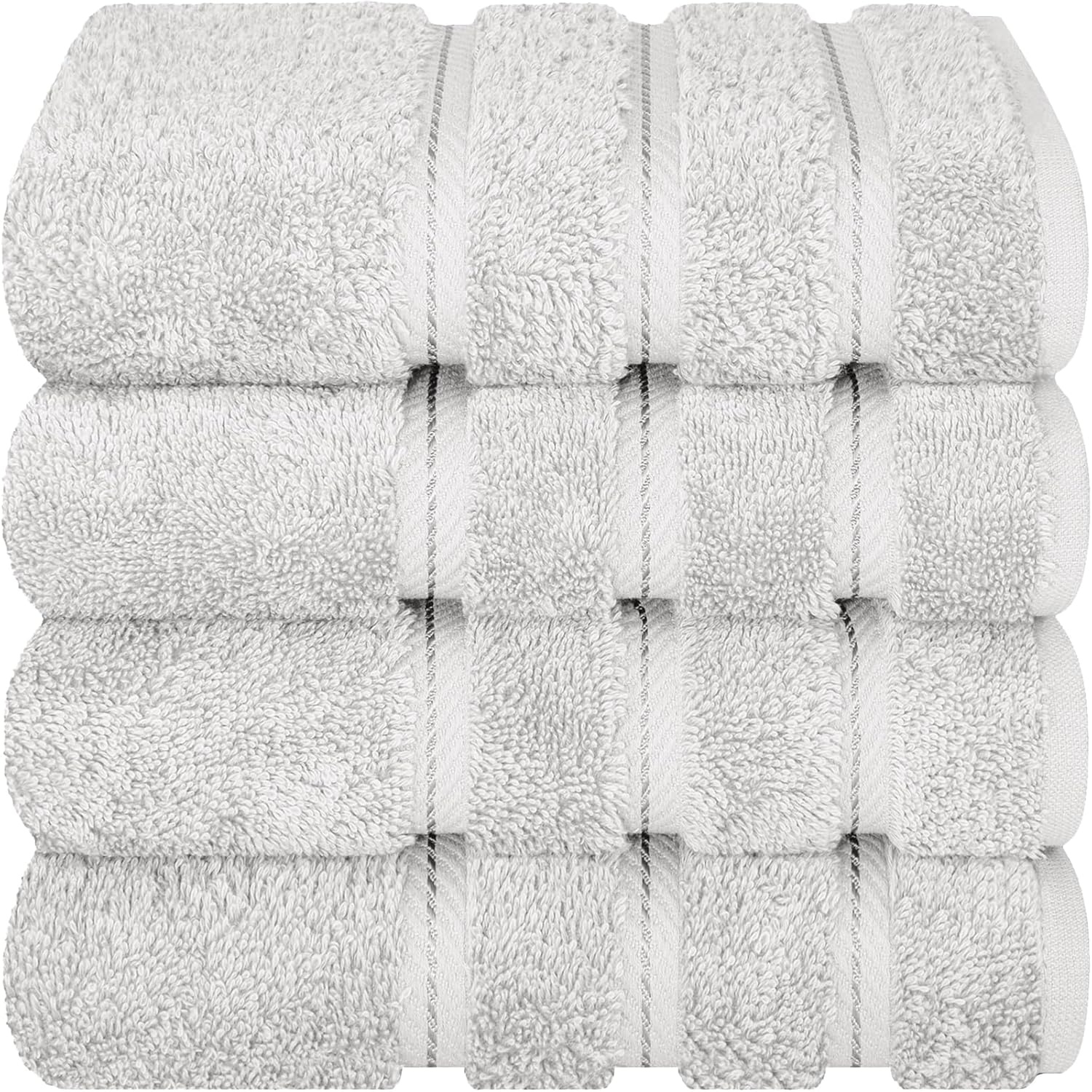 image:imageAmerican Soft Linen 100 Cotton Luxury Turkish Towels 4 PC Hand Towel Set Soft Absorbent Quick Dry OEKO Tex Standard 100 Certificated Durable Machine Washable Breathable Premium Hotel QualitySilver Gray
