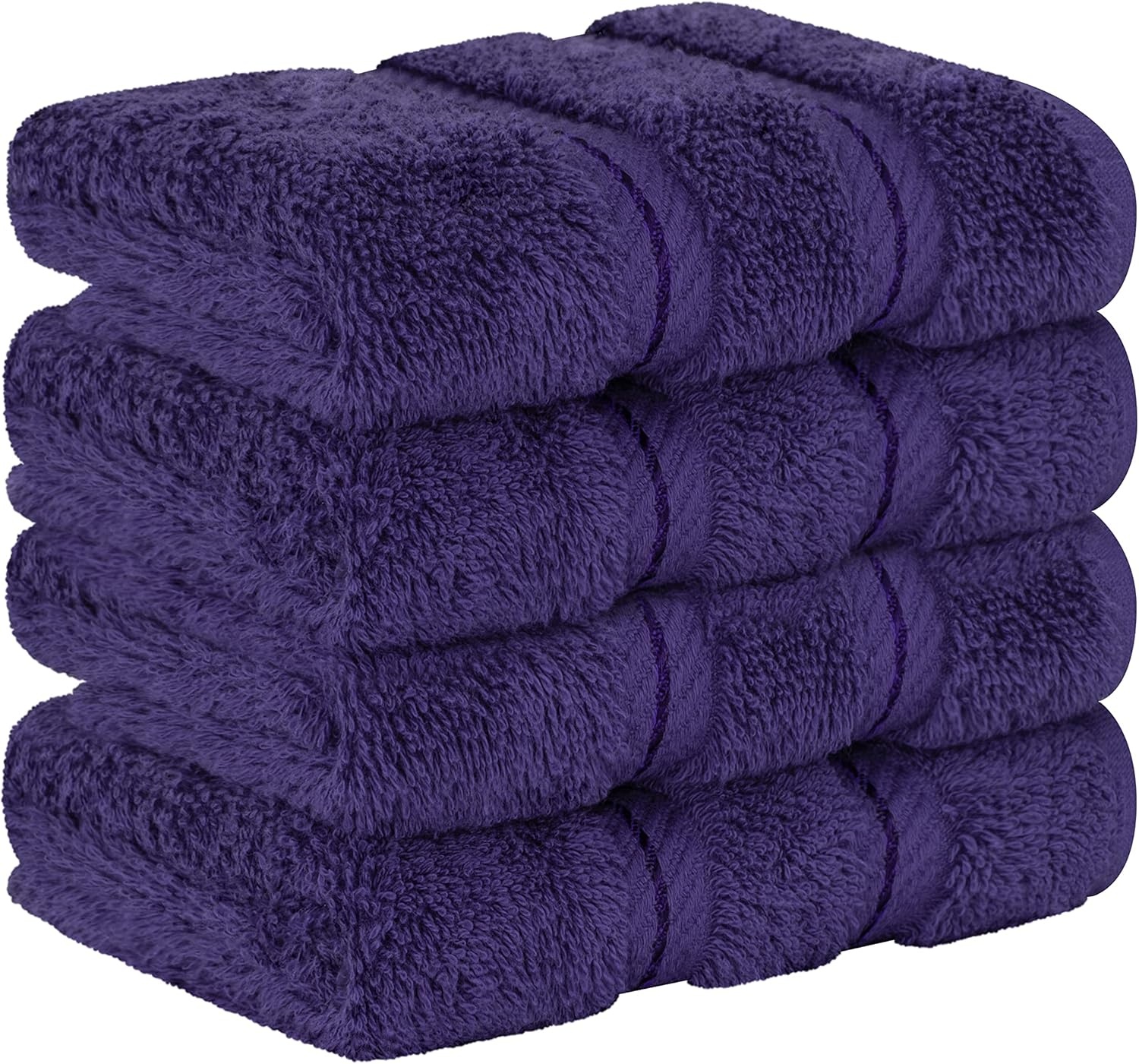 image:imageAmerican Soft Linen 100 Cotton Luxury Turkish Towels 4 PC Hand Towel Set Soft Absorbent Quick Dry OEKO Tex Standard 100 Certificated Durable Machine Washable Breathable Premium Hotel QualityViolet Purple