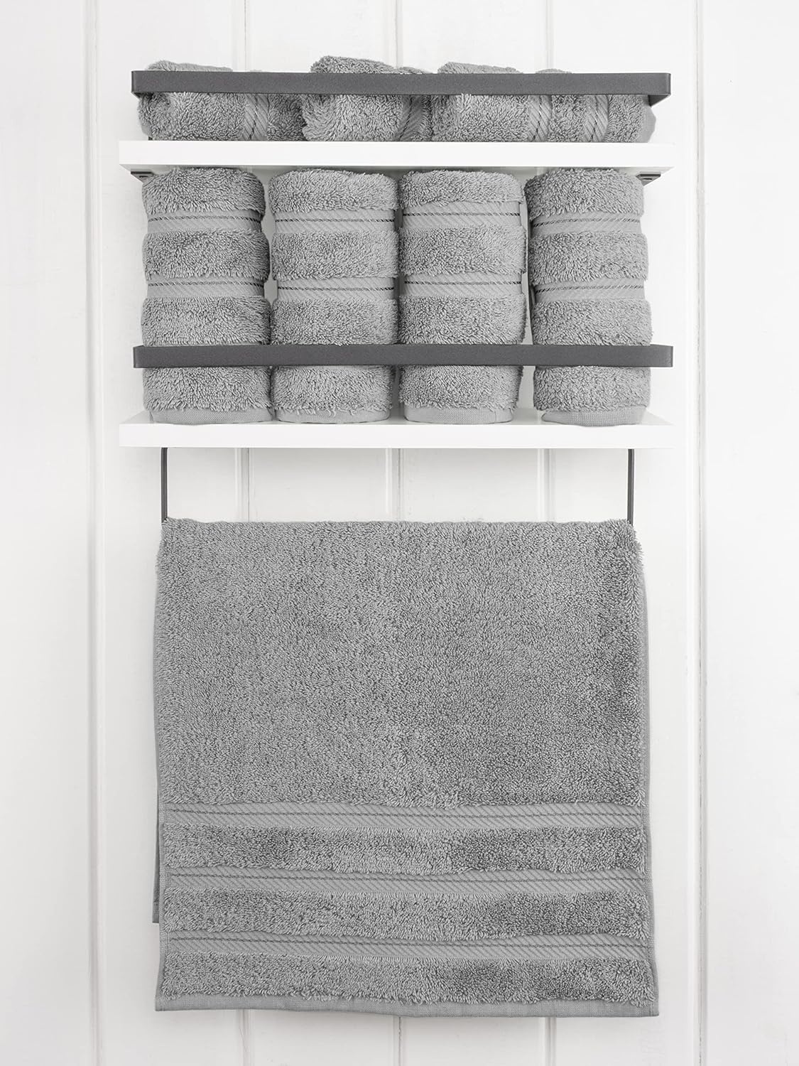 image:imageAmerican Soft Linen 100 Cotton Luxury Turkish Towels 4 PC Hand Towel Set Soft Absorbent Quick Dry OEKO Tex Standard 100 Certificated Durable Machine Washable Breathable Premium Hotel QualityLight Grey