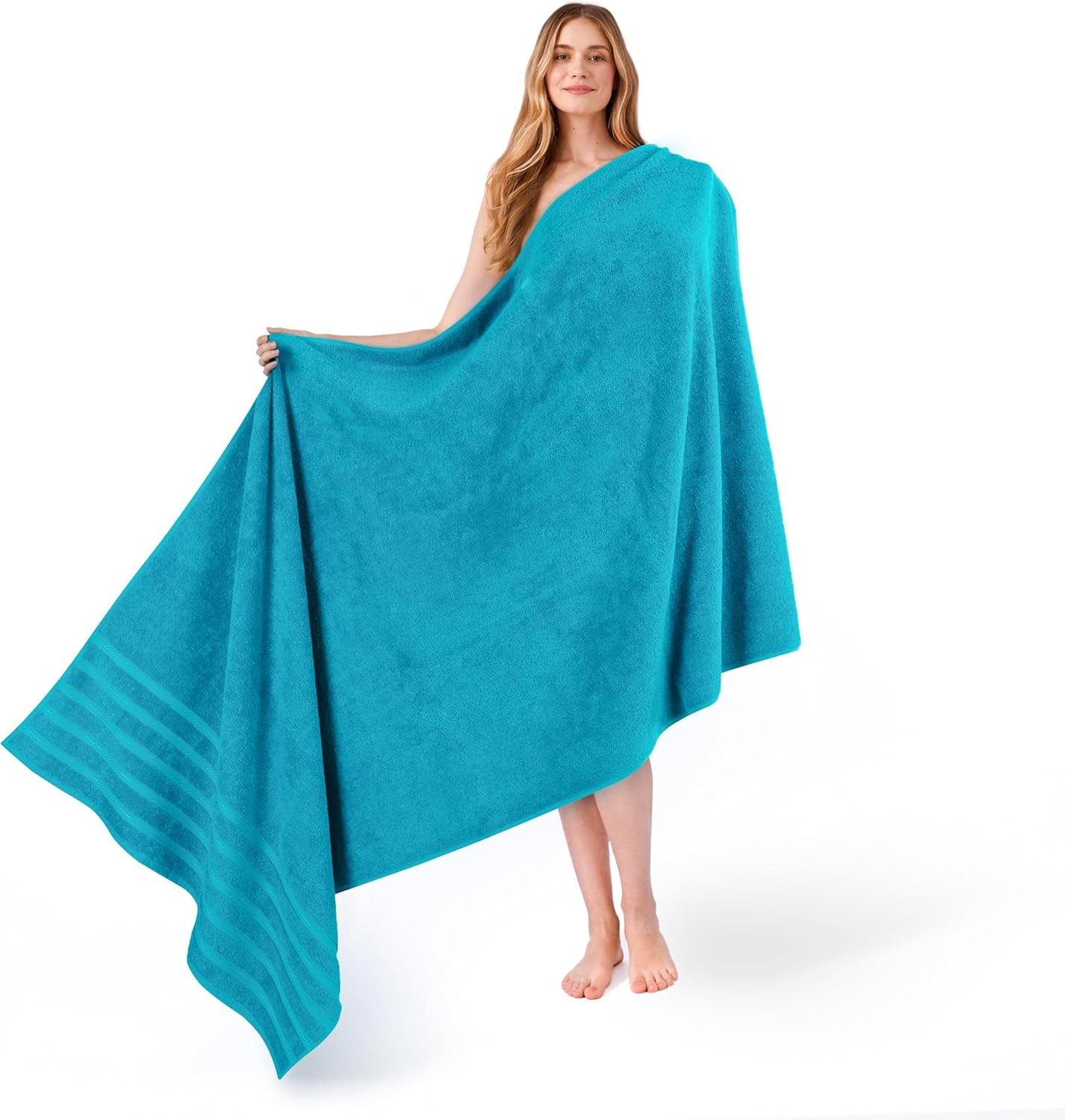 image:imageAmerican Soft Linen 100 Cotton Luxury Turkish Towels 4 PC Hand Towel Set Soft Absorbent Quick Dry OEKO Tex Standard 100 Certificated Durable Machine Washable Breathable Premium Hotel QualityAqua Blue