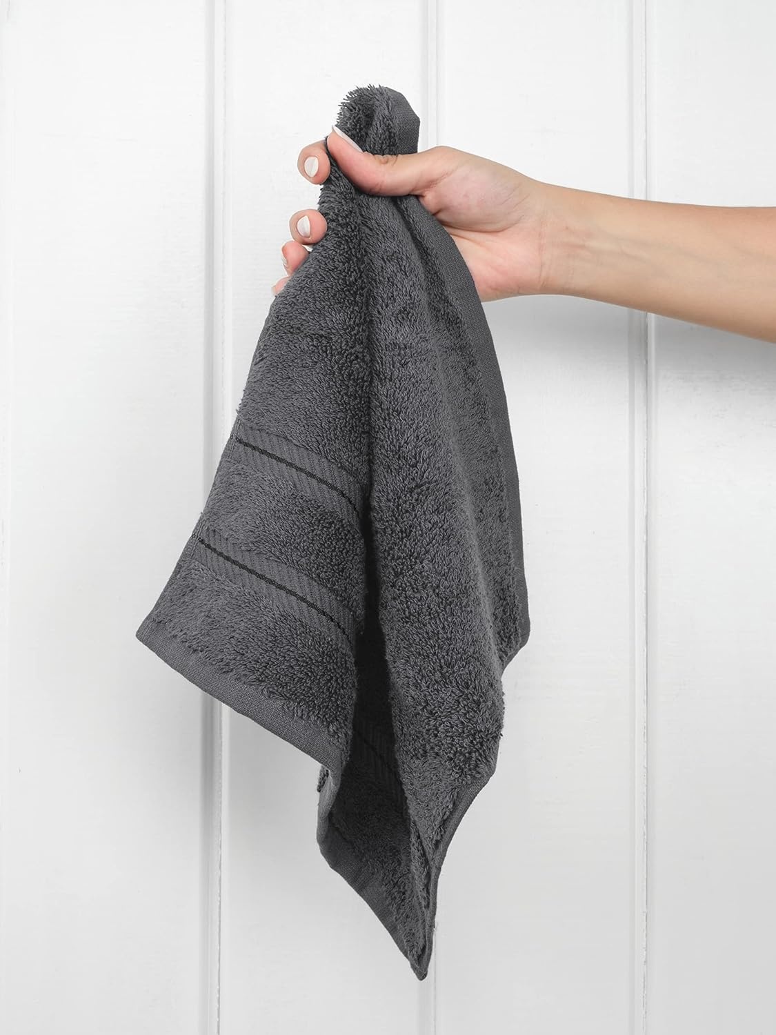 image:imageAmerican Soft Linen 100 Cotton Luxury Turkish Towels 4 PC Hand Towel Set Soft Absorbent Quick Dry OEKO Tex Standard 100 Certificated Durable Machine Washable Breathable Premium Hotel QualityDark Gray