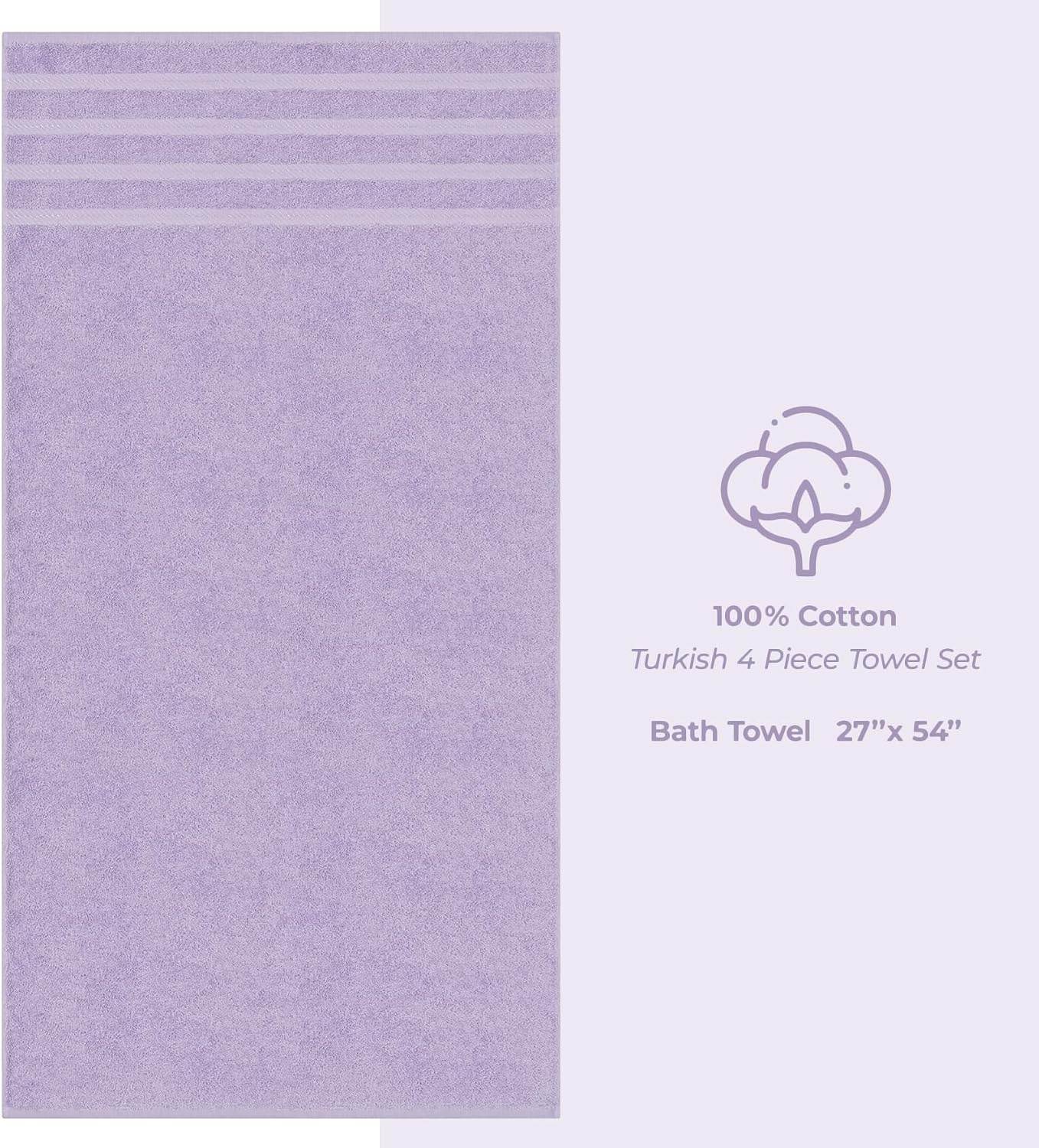 image:imageAmerican Soft Linen 100 Cotton Luxury Turkish Towels 4 PC Hand Towel Set Soft Absorbent Quick Dry OEKO Tex Standard 100 Certificated Durable Machine Washable Breathable Premium Hotel QualityLilac