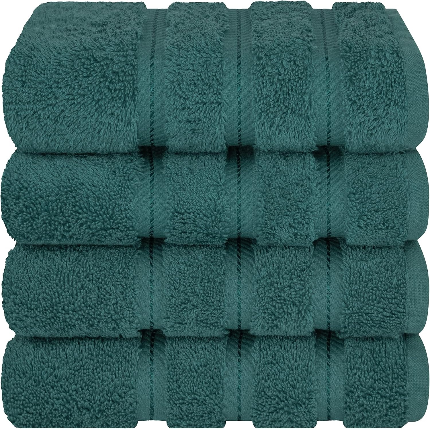 image:imageAmerican Soft Linen 100 Cotton Luxury Turkish Towels 4 PC Hand Towel Set Soft Absorbent Quick Dry OEKO Tex Standard 100 Certificated Durable Machine Washable Breathable Premium Hotel QualityTeal