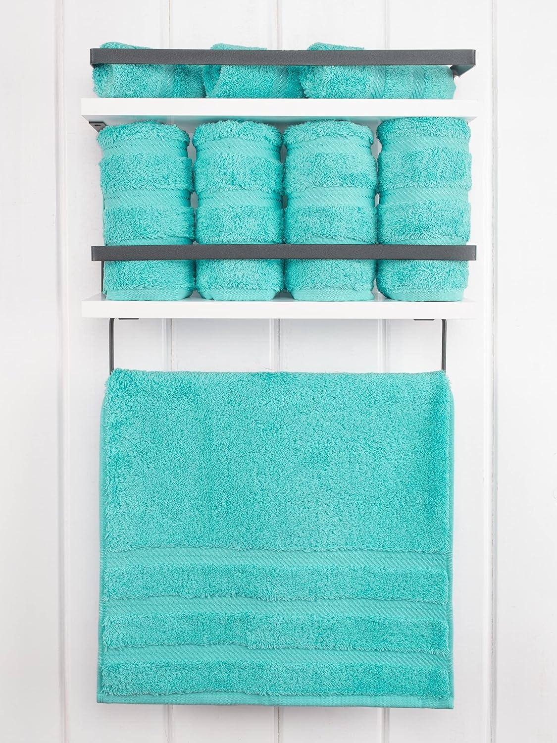image:imageAmerican Soft Linen 100 Cotton Luxury Turkish Towels 4 PC Hand Towel Set Soft Absorbent Quick Dry OEKO Tex Standard 100 Certificated Durable Machine Washable Breathable Premium Hotel QualityTurquoise Blue