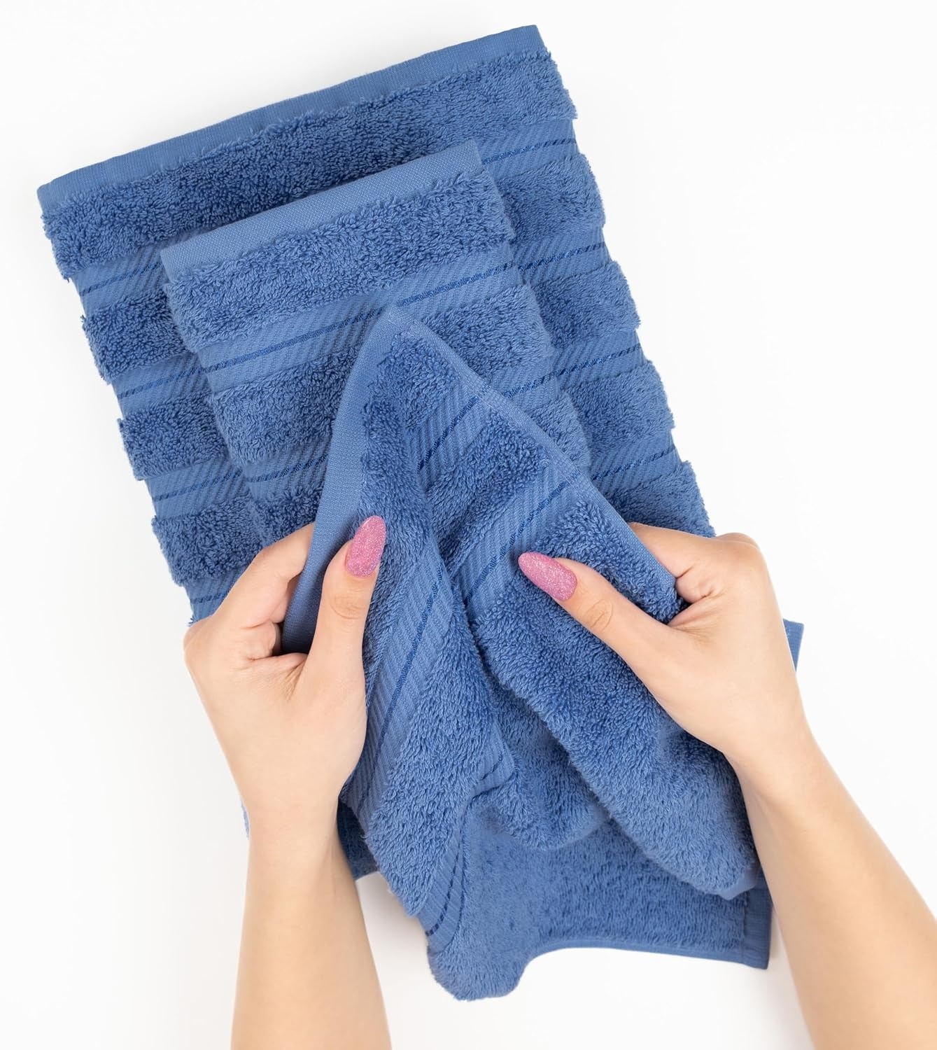 image:imageAmerican Soft Linen 100 Cotton Luxury Turkish Towels 4 PC Hand Towel Set Soft Absorbent Quick Dry OEKO Tex Standard 100 Certificated Durable Machine Washable Breathable Premium Hotel QualityElectric Blue