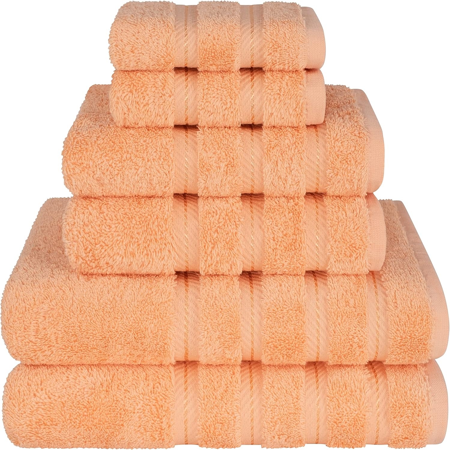 image:imageAmerican Soft Linen 100 Cotton Luxury Turkish Towels 4 PC Hand Towel Set Soft Absorbent Quick Dry OEKO Tex Standard 100 Certificated Durable Machine Washable Breathable Premium Hotel QualityMalibu Peach