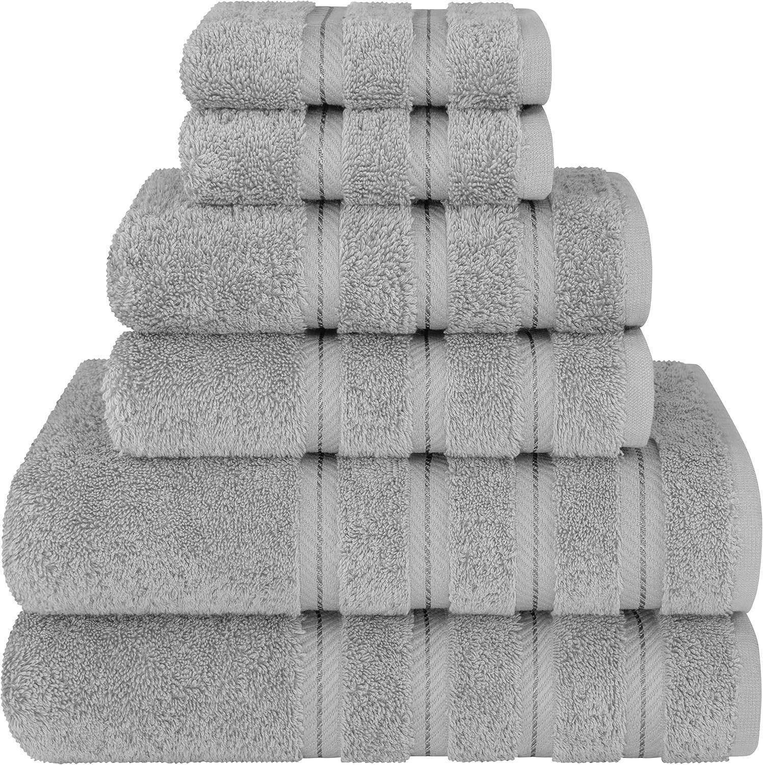 image:imageAmerican Soft Linen 100 Cotton Luxury Turkish Towels 4 PC Hand Towel Set Soft Absorbent Quick Dry OEKO Tex Standard 100 Certificated Durable Machine Washable Breathable Premium Hotel QualityLight Grey