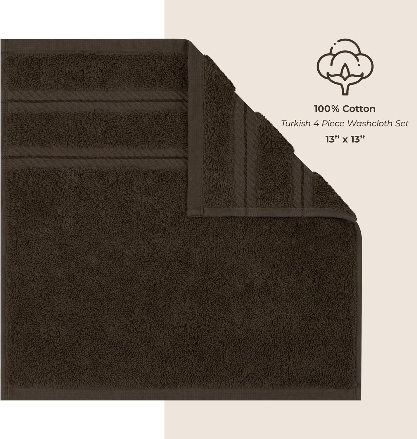 image:imageAmerican Soft Linen 100 Cotton Luxury Turkish Towels 4 PC Hand Towel Set Soft Absorbent Quick Dry OEKO Tex Standard 100 Certificated Durable Machine Washable Breathable Premium Hotel QualityChocolate Brown