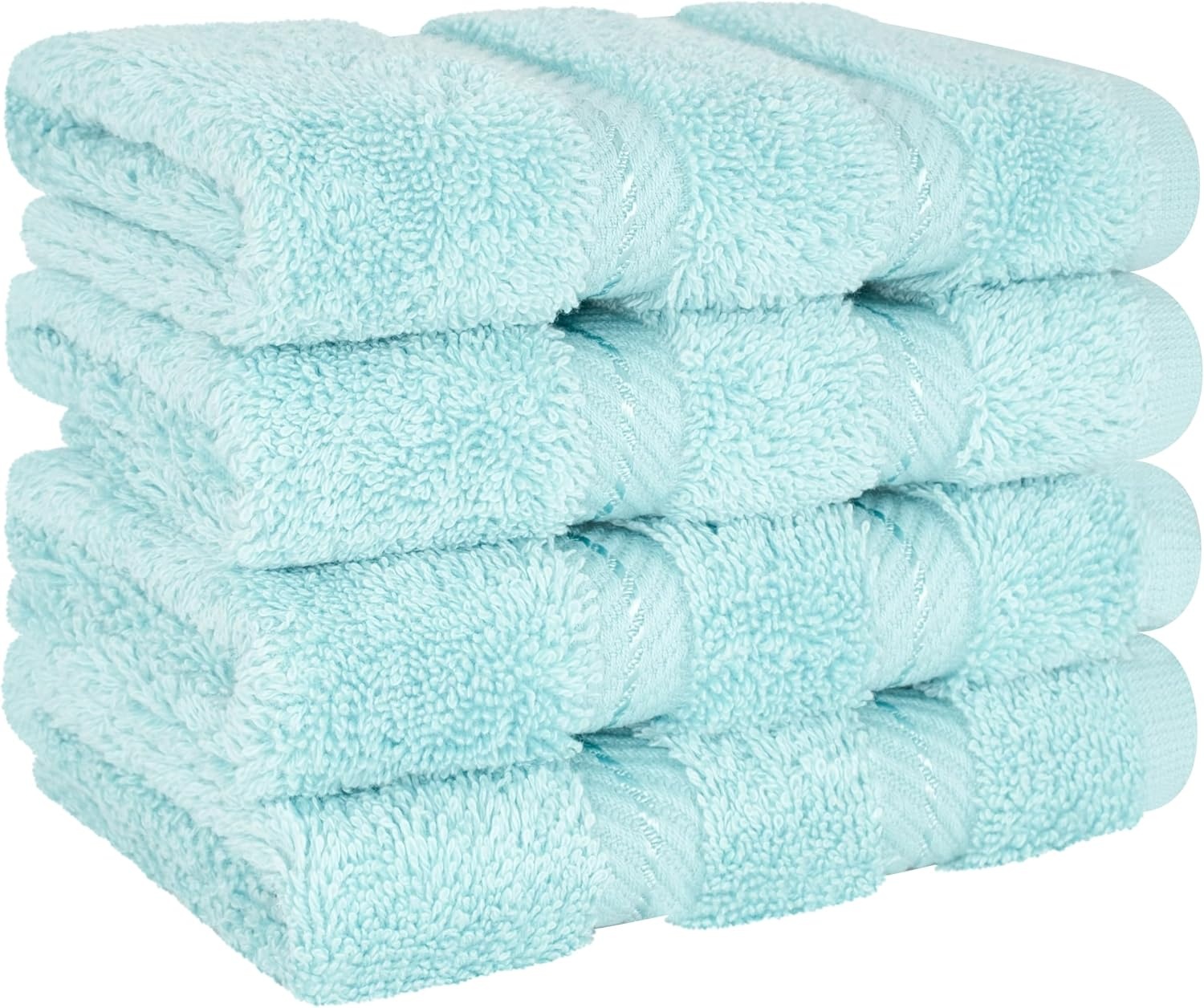 image:imageAmerican Soft Linen 100 Cotton Luxury Turkish Towels 4 PC Hand Towel Set Soft Absorbent Quick Dry OEKO Tex Standard 100 Certificated Durable Machine Washable Breathable Premium Hotel QualityDuck Egg Blue