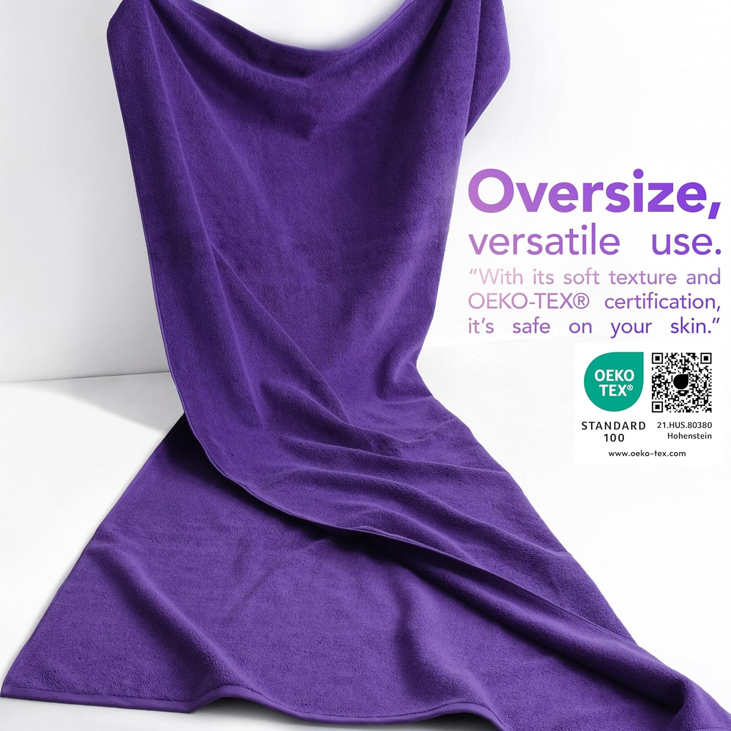 image:imageAmerican Soft Linen 100 Cotton Luxury Turkish Towels 4 PC Hand Towel Set Soft Absorbent Quick Dry OEKO Tex Standard 100 Certificated Durable Machine Washable Breathable Premium Hotel QualityViolet Purple