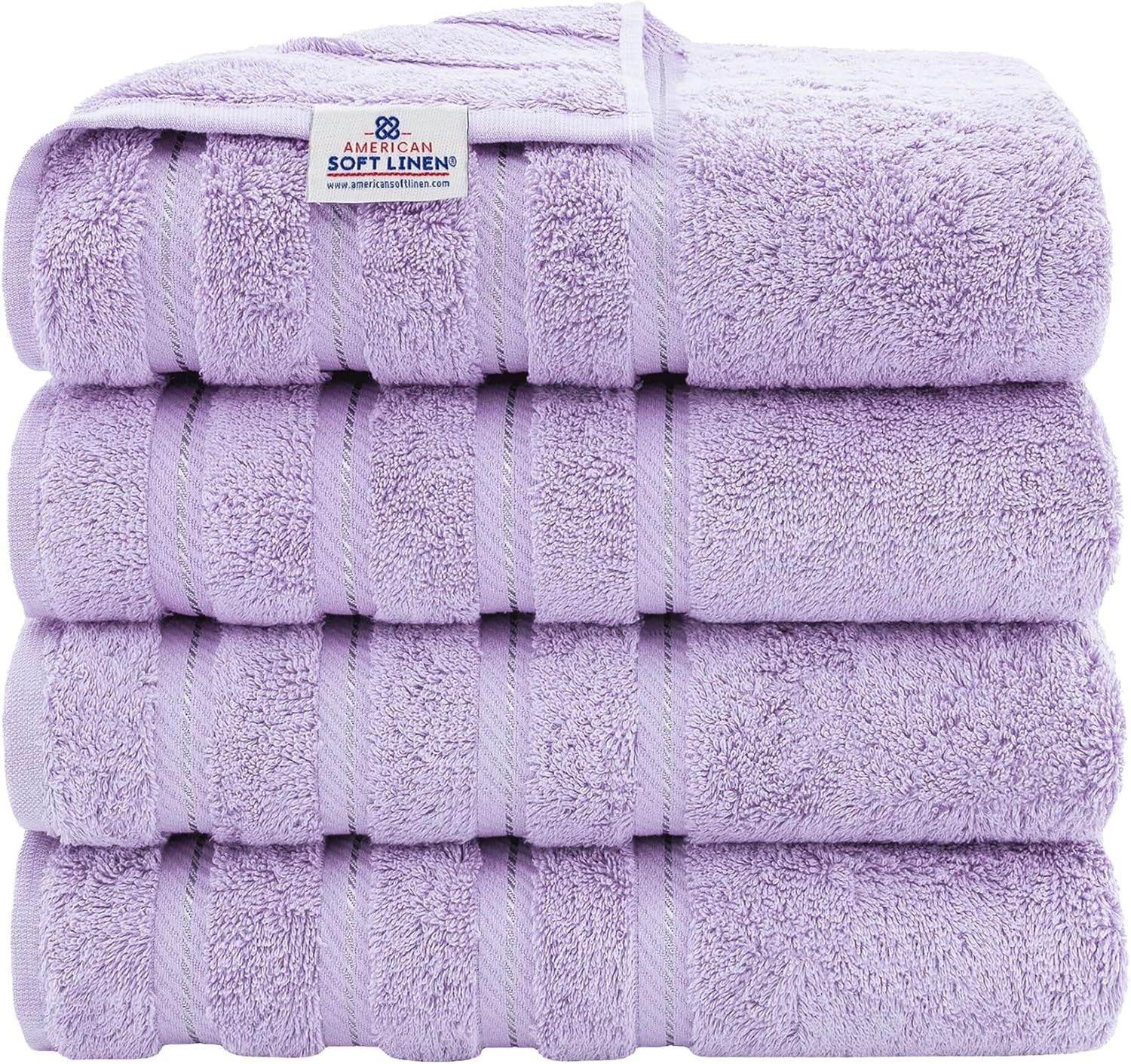 image:imageAmerican Soft Linen 100 Cotton Luxury Turkish Towels 4 PC Hand Towel Set Soft Absorbent Quick Dry OEKO Tex Standard 100 Certificated Durable Machine Washable Breathable Premium Hotel QualityLilac