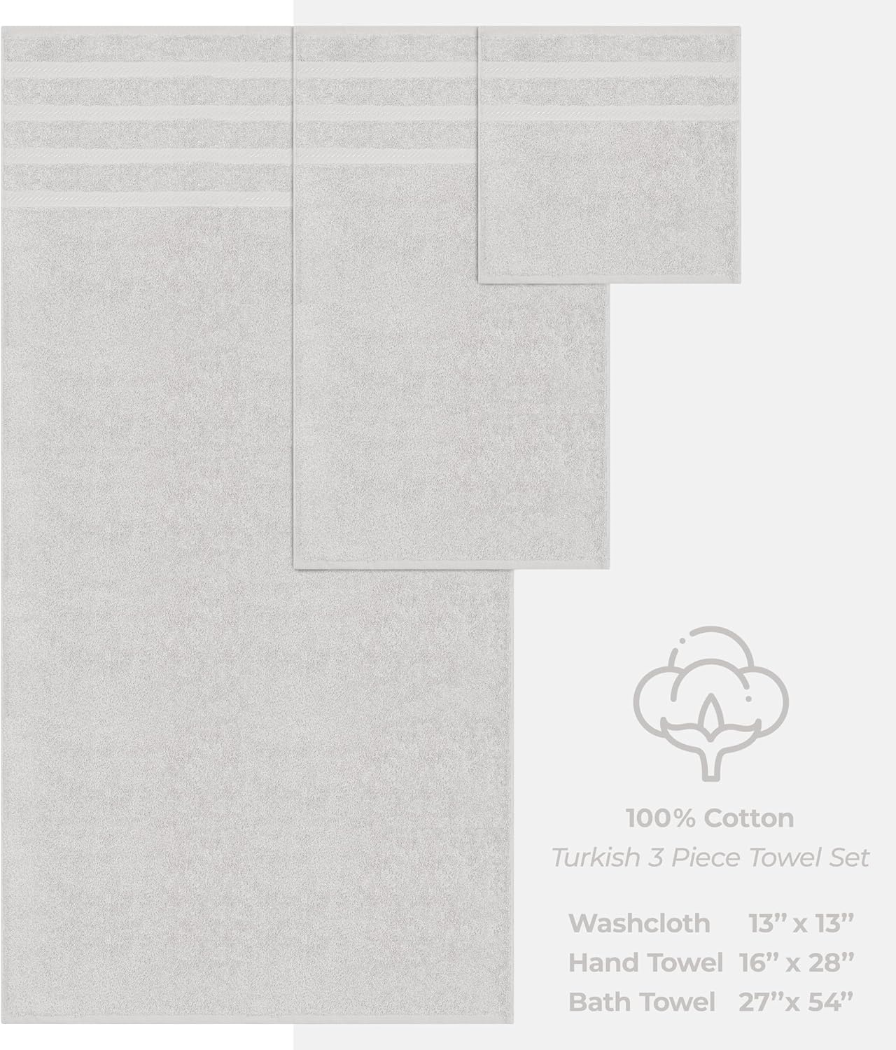 image:imageAmerican Soft Linen 100 Cotton Luxury Turkish Towels 4 PC Hand Towel Set Soft Absorbent Quick Dry OEKO Tex Standard 100 Certificated Durable Machine Washable Breathable Premium Hotel QualitySilver Gray