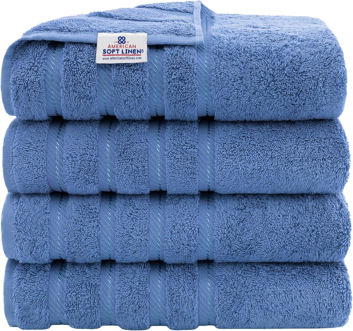 image:imageAmerican Soft Linen 100 Cotton Luxury Turkish Towels 4 PC Hand Towel Set Soft Absorbent Quick Dry OEKO Tex Standard 100 Certificated Durable Machine Washable Breathable Premium Hotel QualityElectric Blue