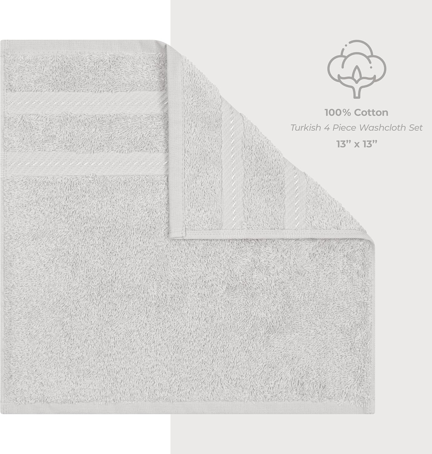 image:imageAmerican Soft Linen 100 Cotton Luxury Turkish Towels 4 PC Hand Towel Set Soft Absorbent Quick Dry OEKO Tex Standard 100 Certificated Durable Machine Washable Breathable Premium Hotel QualitySilver Gray