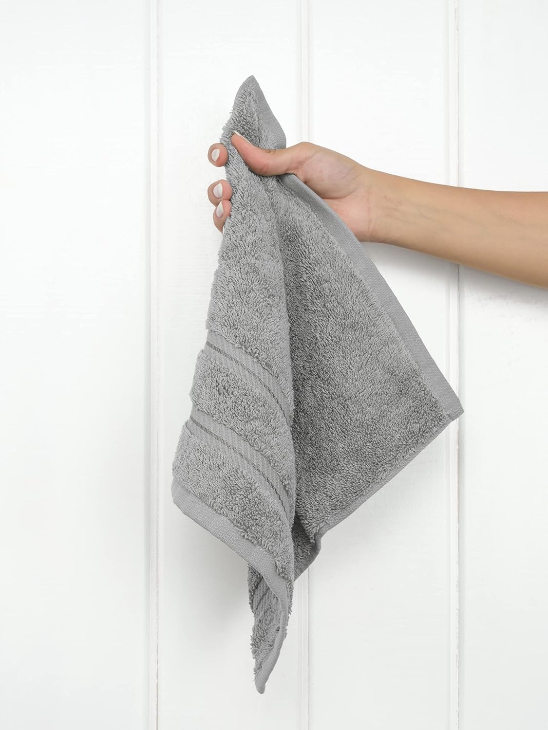 image:imageAmerican Soft Linen 100 Cotton Luxury Turkish Towels 4 PC Hand Towel Set Soft Absorbent Quick Dry OEKO Tex Standard 100 Certificated Durable Machine Washable Breathable Premium Hotel QualityLight Grey