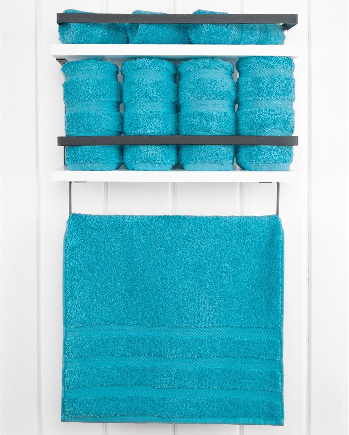 image:imageAmerican Soft Linen 100 Cotton Luxury Turkish Towels 4 PC Hand Towel Set Soft Absorbent Quick Dry OEKO Tex Standard 100 Certificated Durable Machine Washable Breathable Premium Hotel QualityAqua Blue