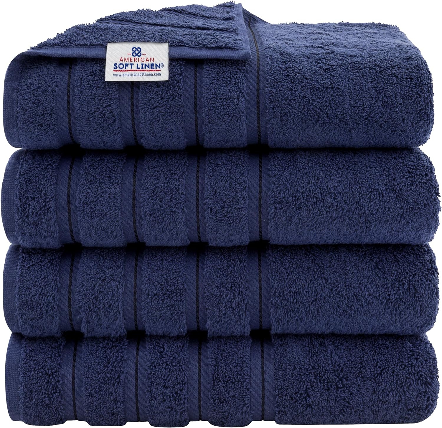 image:imageAmerican Soft Linen 100 Cotton Luxury Turkish Towels 4 PC Hand Towel Set Soft Absorbent Quick Dry OEKO Tex Standard 100 Certificated Durable Machine Washable Breathable Premium Hotel QualityNavy Blue