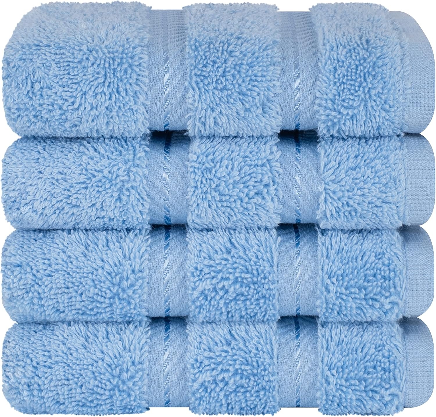 image:imageAmerican Soft Linen 100 Cotton Luxury Turkish Towels 4 PC Hand Towel Set Soft Absorbent Quick Dry OEKO Tex Standard 100 Certificated Durable Machine Washable Breathable Premium Hotel QualitySky Blue