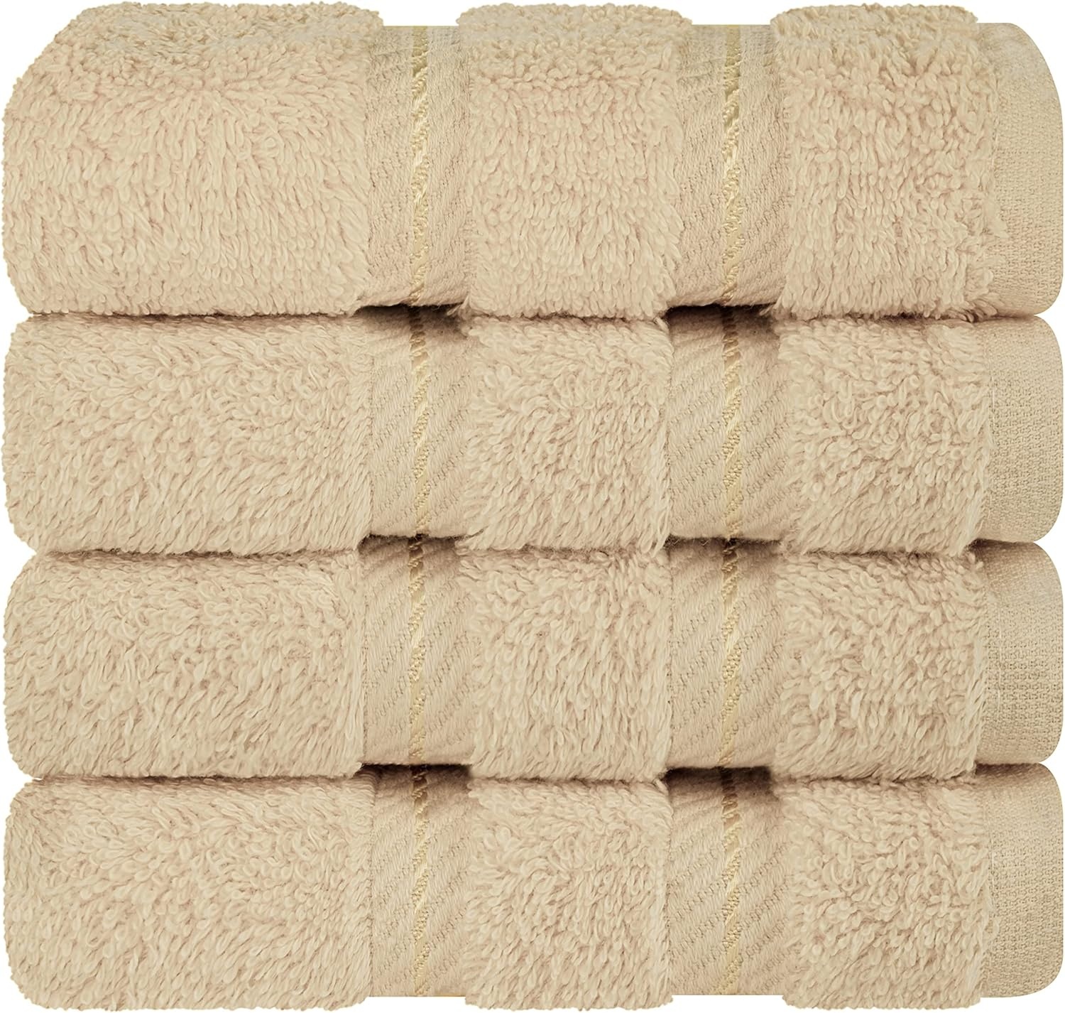 image:imageAmerican Soft Linen 100 Cotton Luxury Turkish Towels 4 PC Hand Towel Set Soft Absorbent Quick Dry OEKO Tex Standard 100 Certificated Durable Machine Washable Breathable Premium Hotel QualityBeige
