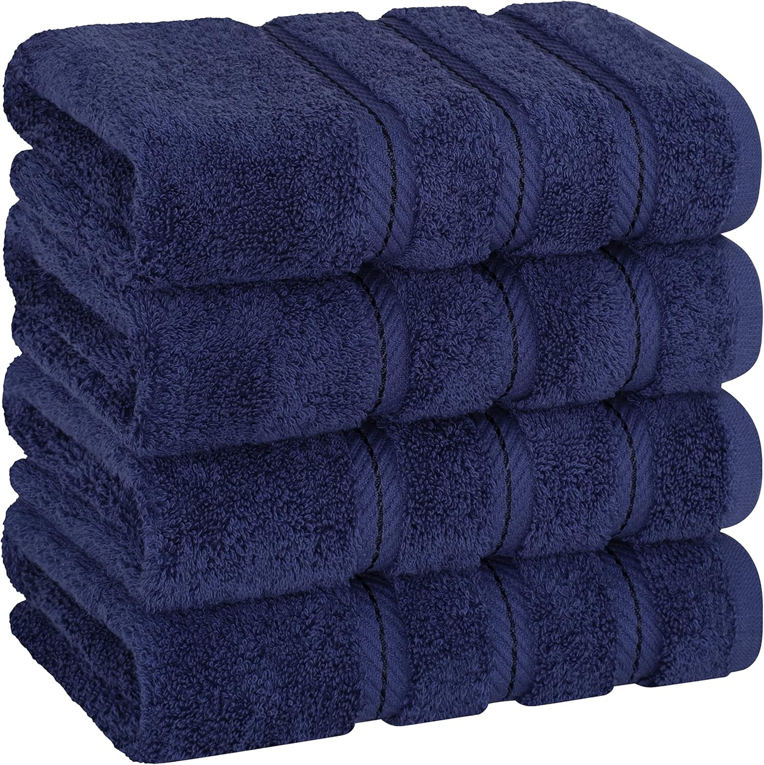 image:imageAmerican Soft Linen 100 Cotton Luxury Turkish Towels 4 PC Hand Towel Set Soft Absorbent Quick Dry OEKO Tex Standard 100 Certificated Durable Machine Washable Breathable Premium Hotel QualityNavy Blue