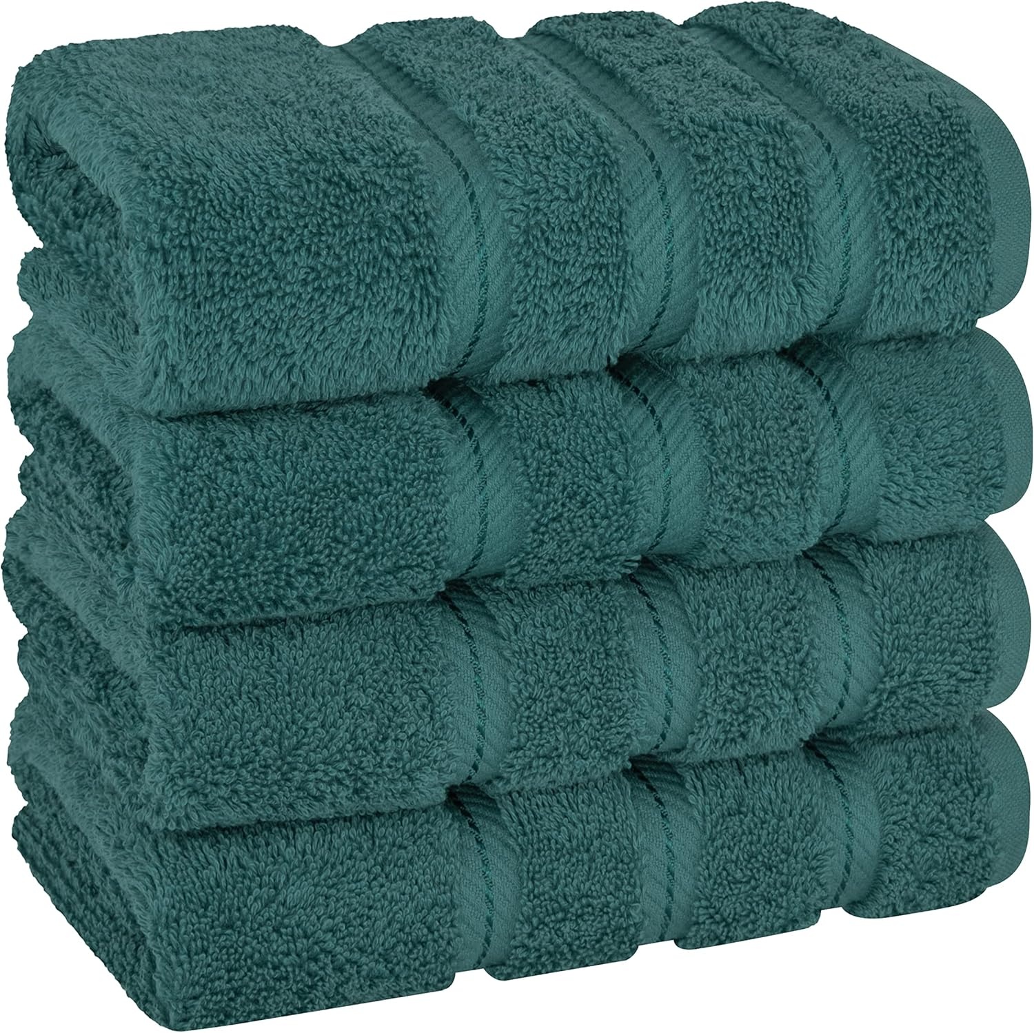 image:imageAmerican Soft Linen 100 Cotton Luxury Turkish Towels 4 PC Hand Towel Set Soft Absorbent Quick Dry OEKO Tex Standard 100 Certificated Durable Machine Washable Breathable Premium Hotel QualityTeal