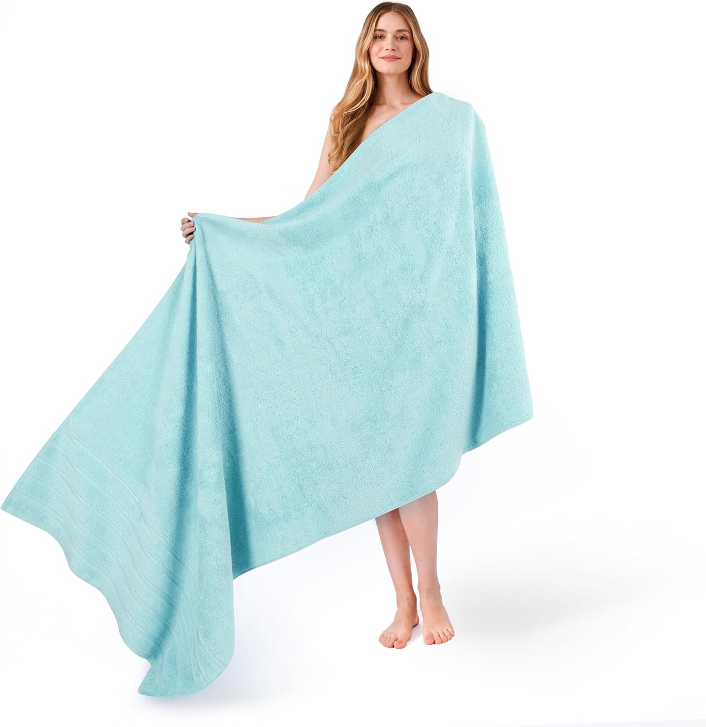 image:imageAmerican Soft Linen 100 Cotton Luxury Turkish Towels 4 PC Hand Towel Set Soft Absorbent Quick Dry OEKO Tex Standard 100 Certificated Durable Machine Washable Breathable Premium Hotel QualityDuck Egg Blue