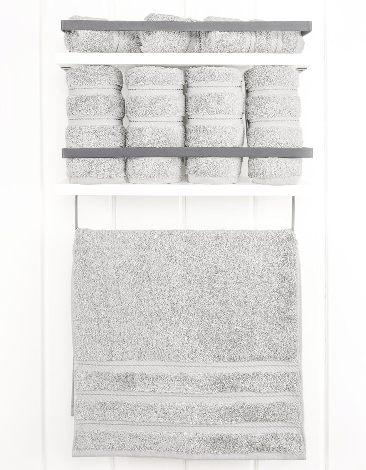 image:imageAmerican Soft Linen 100 Cotton Luxury Turkish Towels 4 PC Hand Towel Set Soft Absorbent Quick Dry OEKO Tex Standard 100 Certificated Durable Machine Washable Breathable Premium Hotel QualitySilver Gray