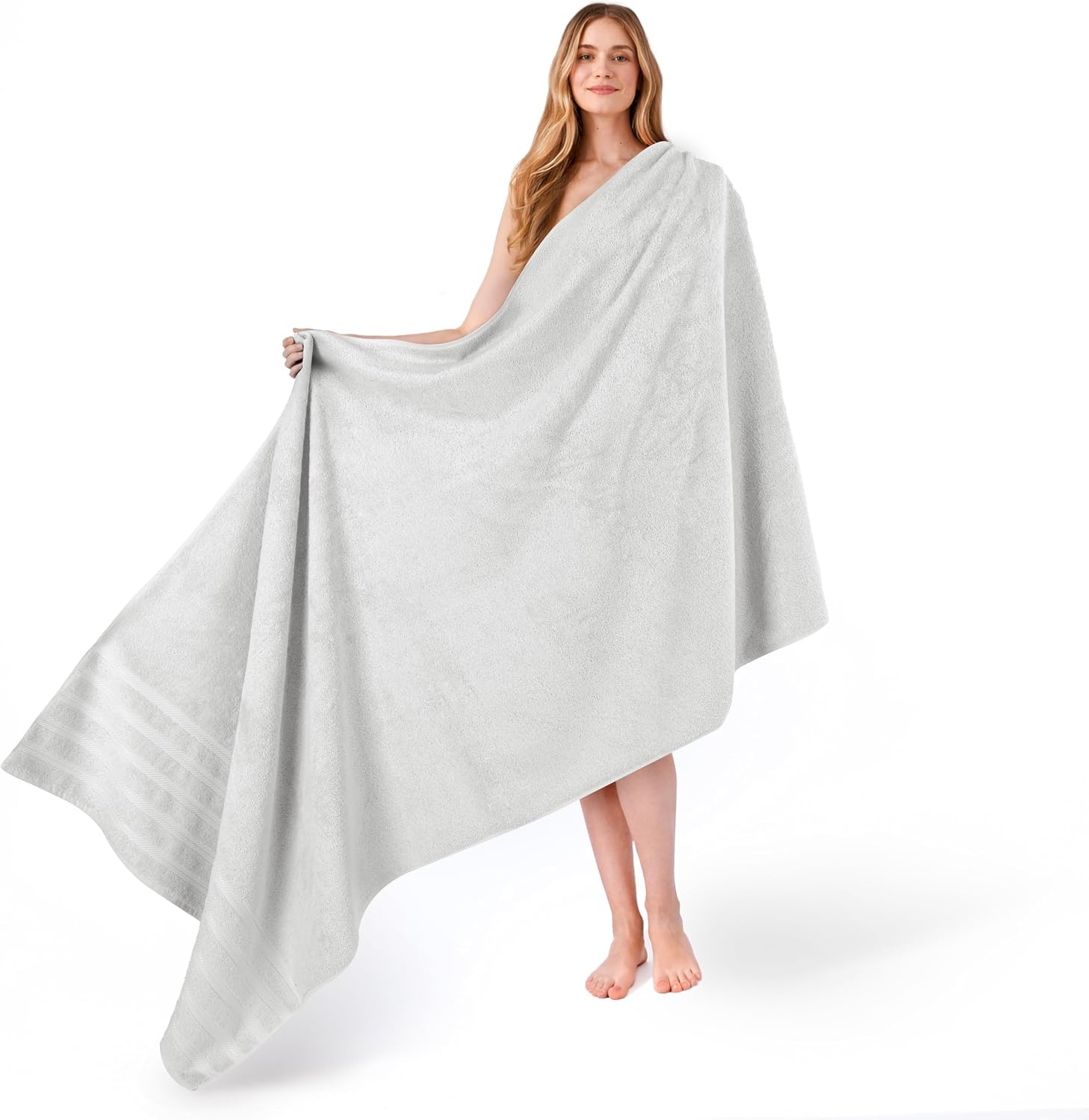 image:imageAmerican Soft Linen 100 Cotton Luxury Turkish Towels 4 PC Hand Towel Set Soft Absorbent Quick Dry OEKO Tex Standard 100 Certificated Durable Machine Washable Breathable Premium Hotel QualitySilver Gray