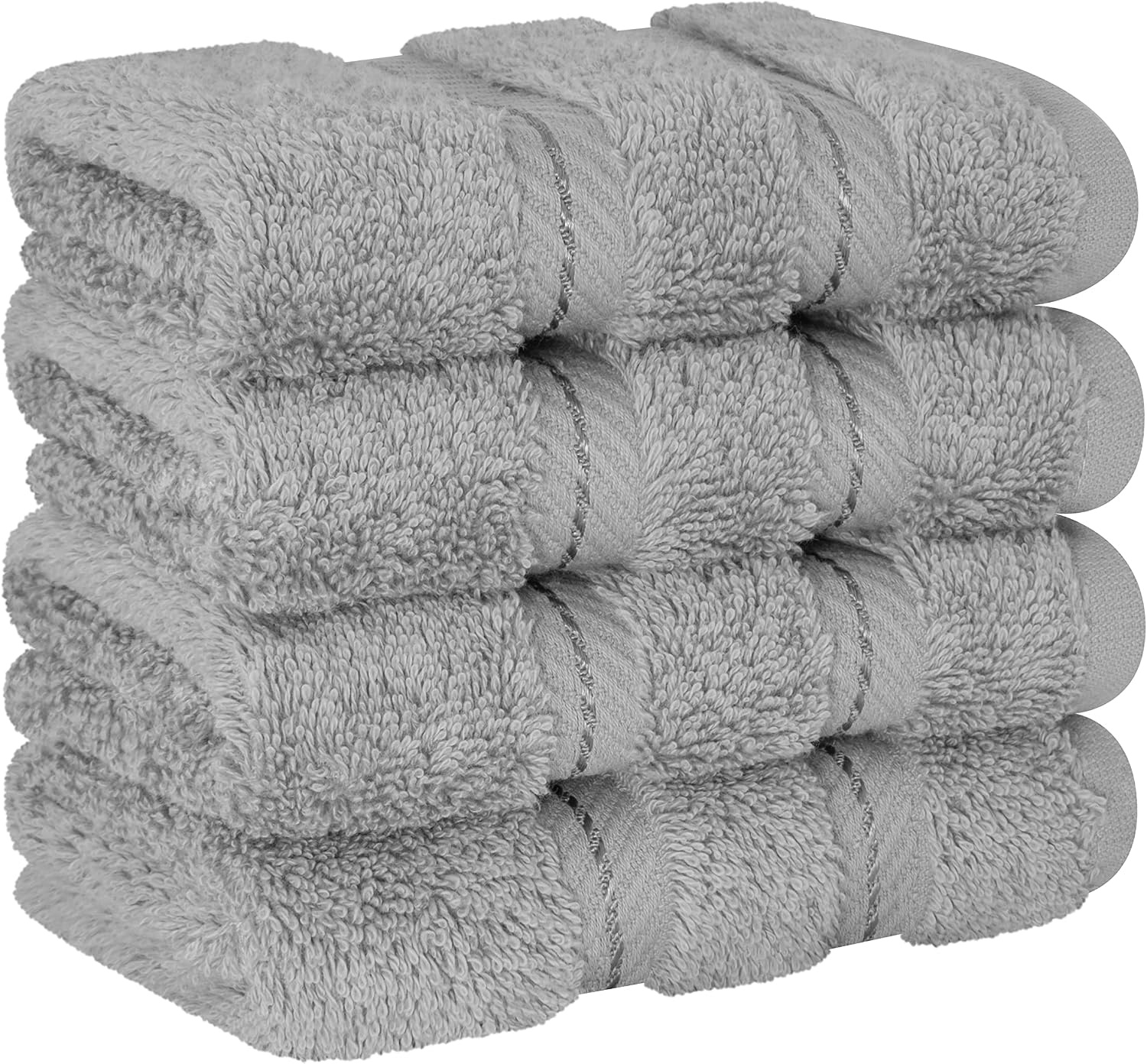 image:imageAmerican Soft Linen 100 Cotton Luxury Turkish Towels 4 PC Hand Towel Set Soft Absorbent Quick Dry OEKO Tex Standard 100 Certificated Durable Machine Washable Breathable Premium Hotel QualityLight Grey