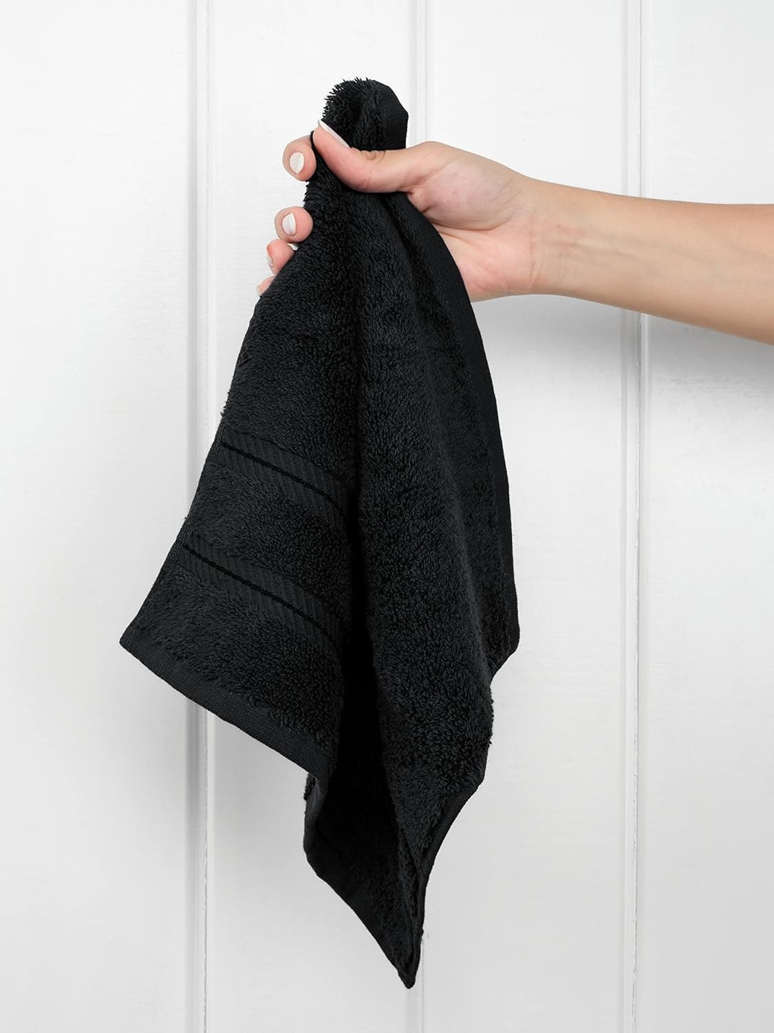 image:imageAmerican Soft Linen 100 Cotton Luxury Turkish Towels 4 PC Hand Towel Set Soft Absorbent Quick Dry OEKO Tex Standard 100 Certificated Durable Machine Washable Breathable Premium Hotel QualityBlack