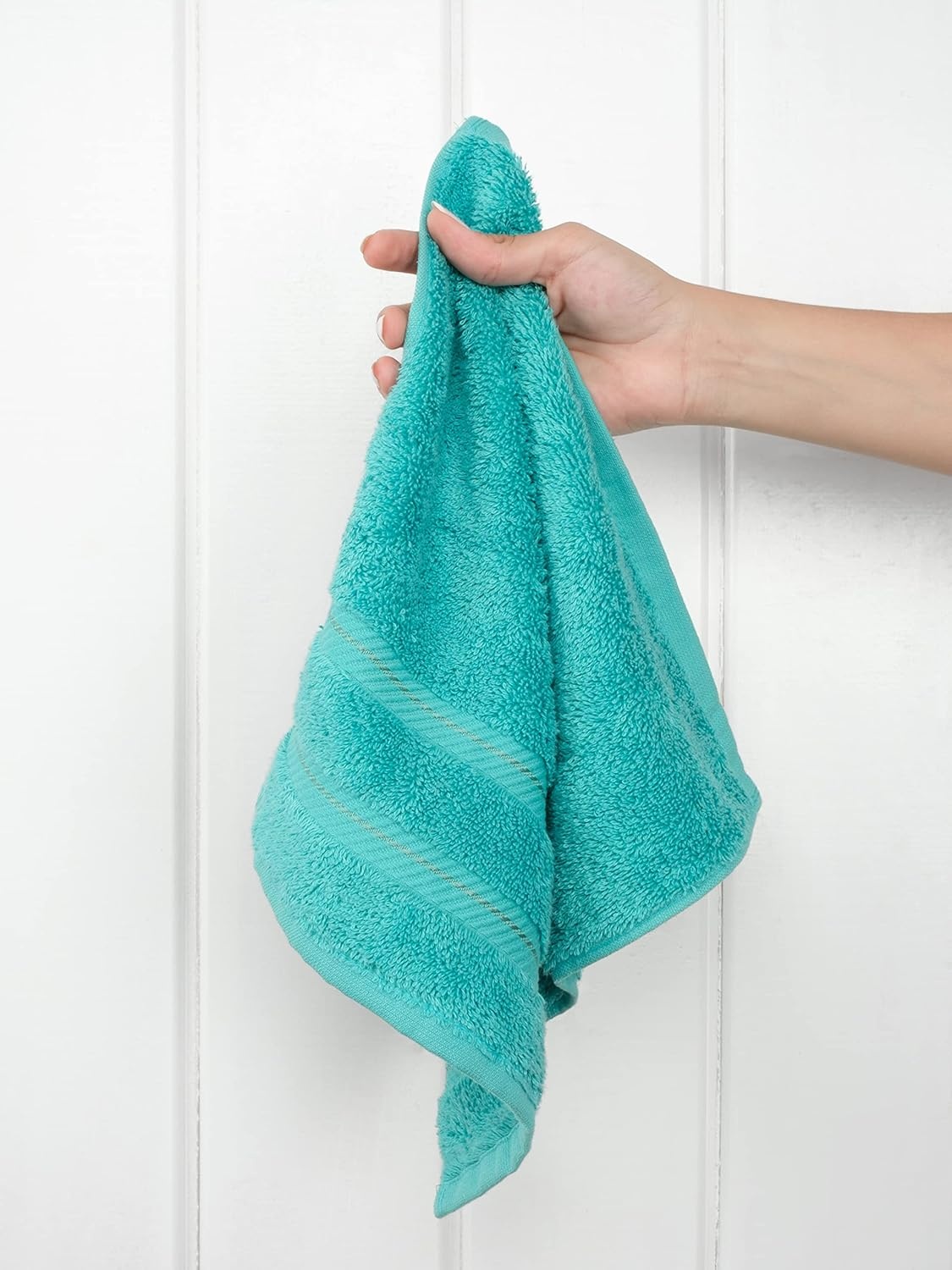 image:imageAmerican Soft Linen 100 Cotton Luxury Turkish Towels 4 PC Hand Towel Set Soft Absorbent Quick Dry OEKO Tex Standard 100 Certificated Durable Machine Washable Breathable Premium Hotel QualityTurquoise Blue