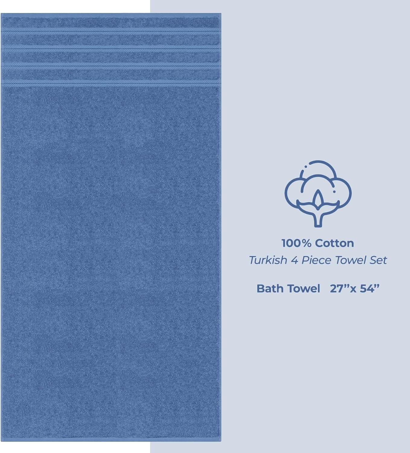 image:imageAmerican Soft Linen 100 Cotton Luxury Turkish Towels 4 PC Hand Towel Set Soft Absorbent Quick Dry OEKO Tex Standard 100 Certificated Durable Machine Washable Breathable Premium Hotel QualityElectric Blue