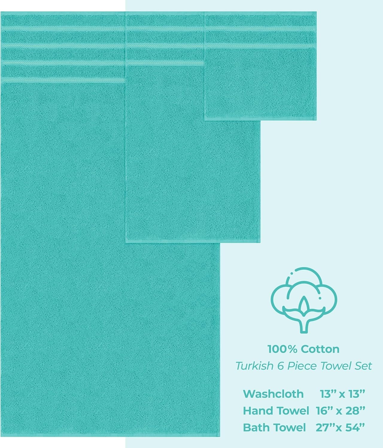 image:imageAmerican Soft Linen 100 Cotton Luxury Turkish Towels 4 PC Hand Towel Set Soft Absorbent Quick Dry OEKO Tex Standard 100 Certificated Durable Machine Washable Breathable Premium Hotel QualityTurquoise Blue