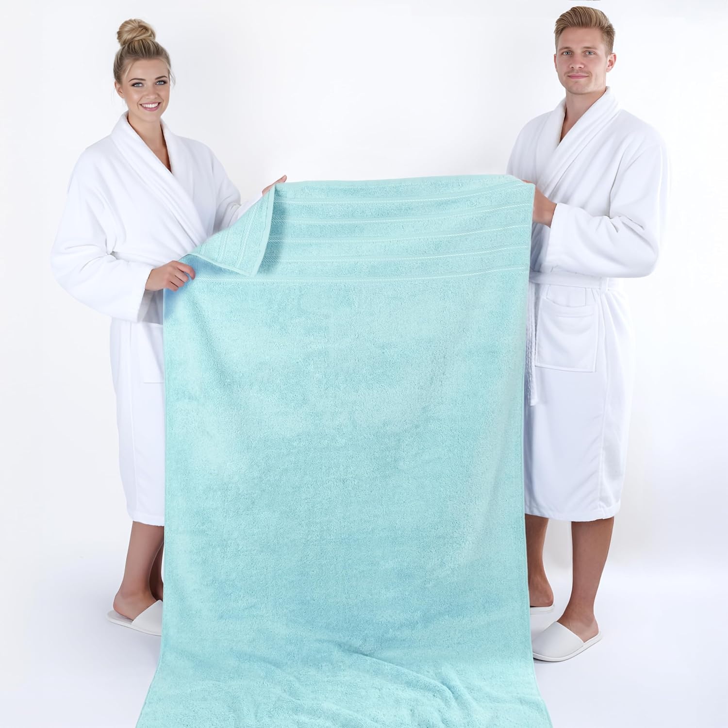 image:imageAmerican Soft Linen 100 Cotton Luxury Turkish Towels 4 PC Hand Towel Set Soft Absorbent Quick Dry OEKO Tex Standard 100 Certificated Durable Machine Washable Breathable Premium Hotel QualityDuck Egg Blue