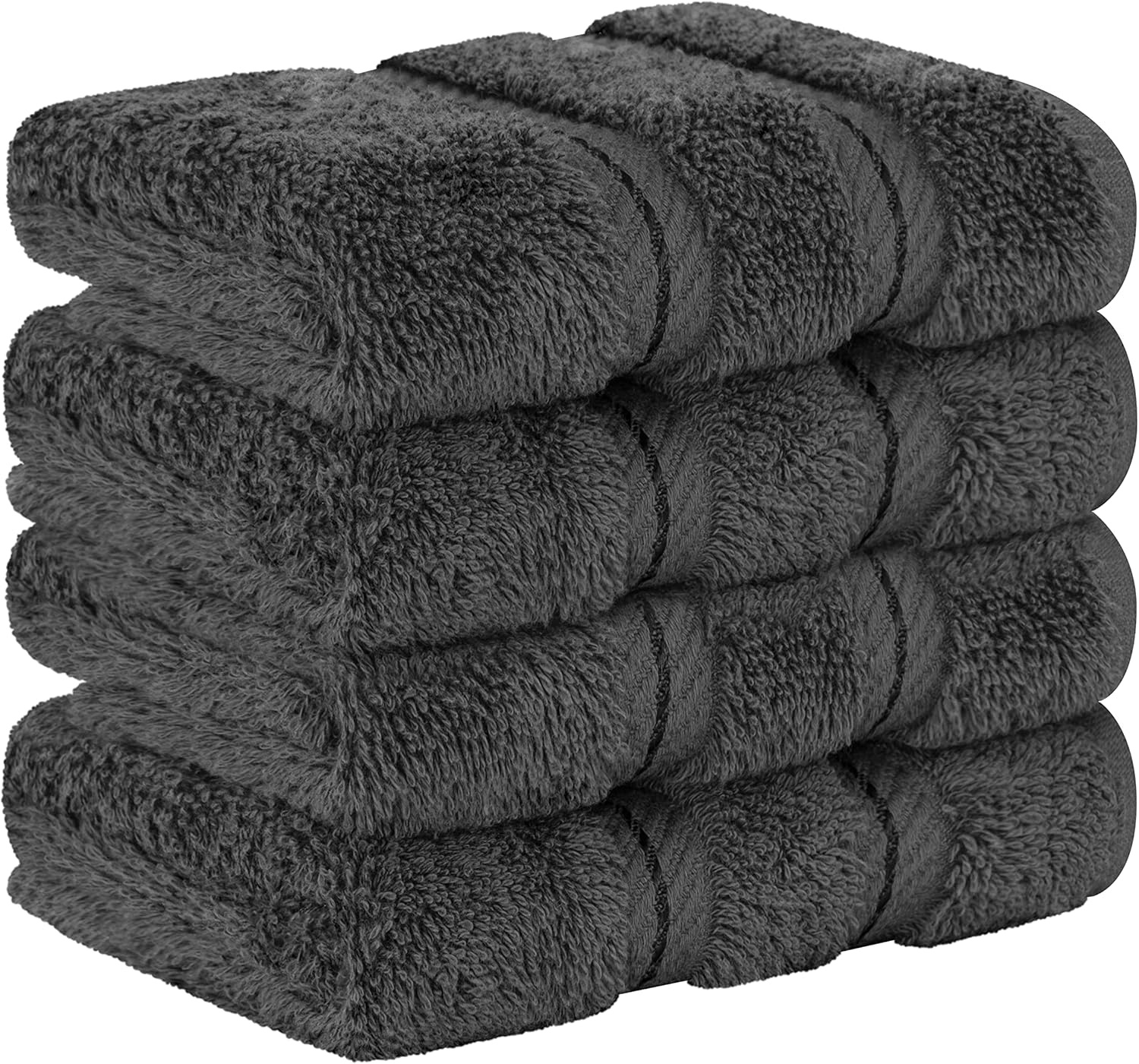 image:imageAmerican Soft Linen 100 Cotton Luxury Turkish Towels 4 PC Hand Towel Set Soft Absorbent Quick Dry OEKO Tex Standard 100 Certificated Durable Machine Washable Breathable Premium Hotel QualityDark Gray