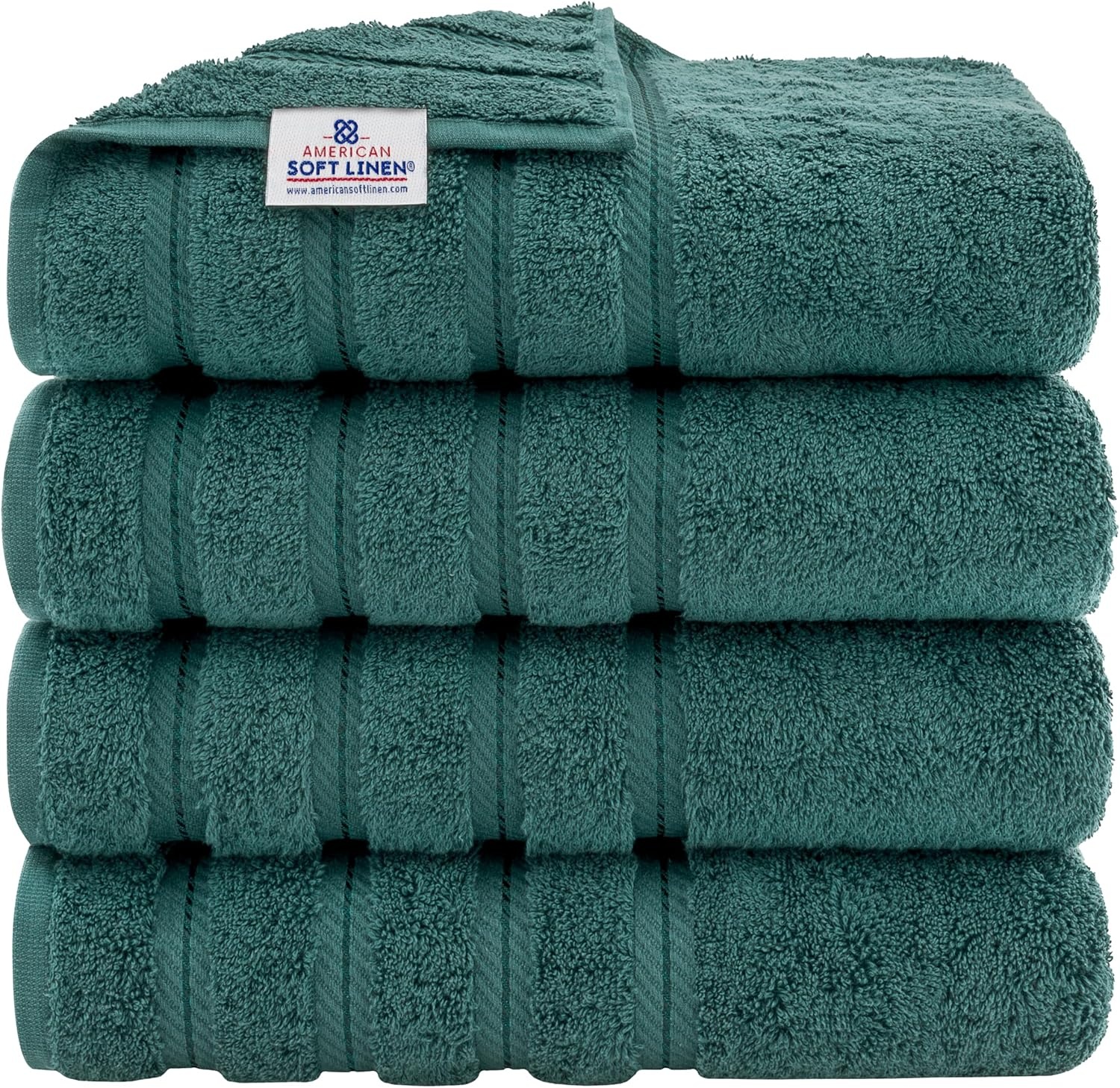 image:imageAmerican Soft Linen 100 Cotton Luxury Turkish Towels 4 PC Hand Towel Set Soft Absorbent Quick Dry OEKO Tex Standard 100 Certificated Durable Machine Washable Breathable Premium Hotel QualityTeal