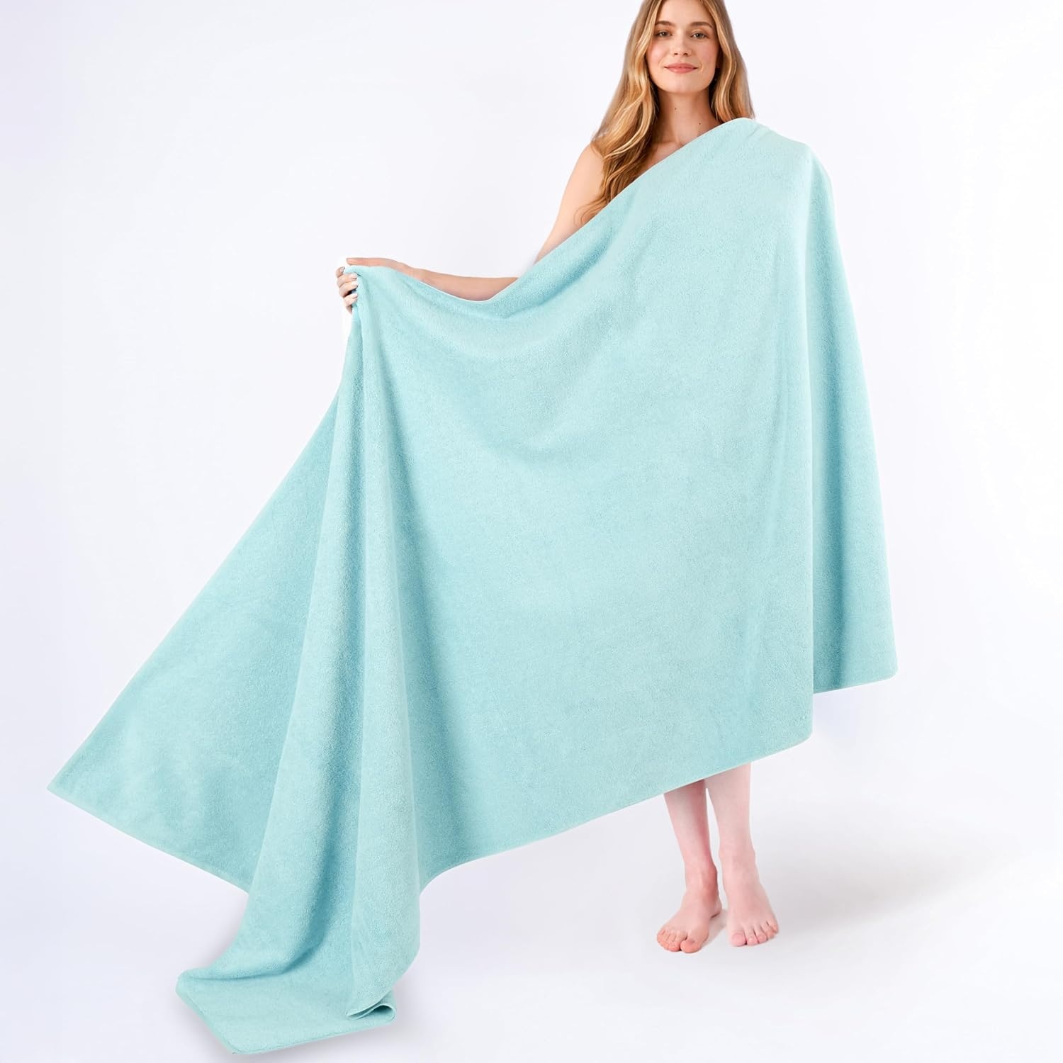 image:imageAmerican Soft Linen 100 Cotton Luxury Turkish Towels 4 PC Hand Towel Set Soft Absorbent Quick Dry OEKO Tex Standard 100 Certificated Durable Machine Washable Breathable Premium Hotel QualityDuck Egg Blue