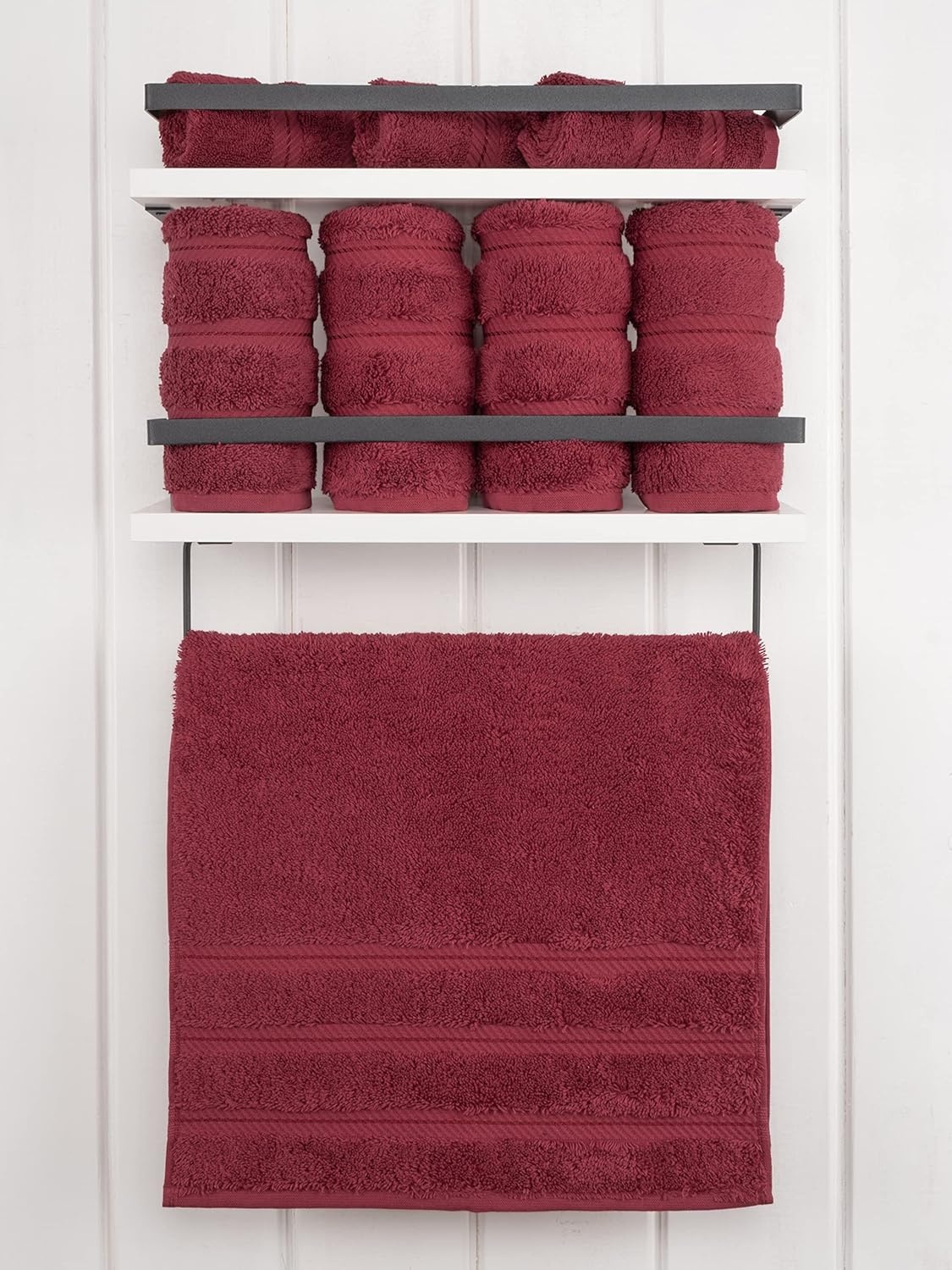 image:imageAmerican Soft Linen 100 Cotton Luxury Turkish Towels 4 PC Hand Towel Set Soft Absorbent Quick Dry OEKO Tex Standard 100 Certificated Durable Machine Washable Breathable Premium Hotel QualityBordeaux Red