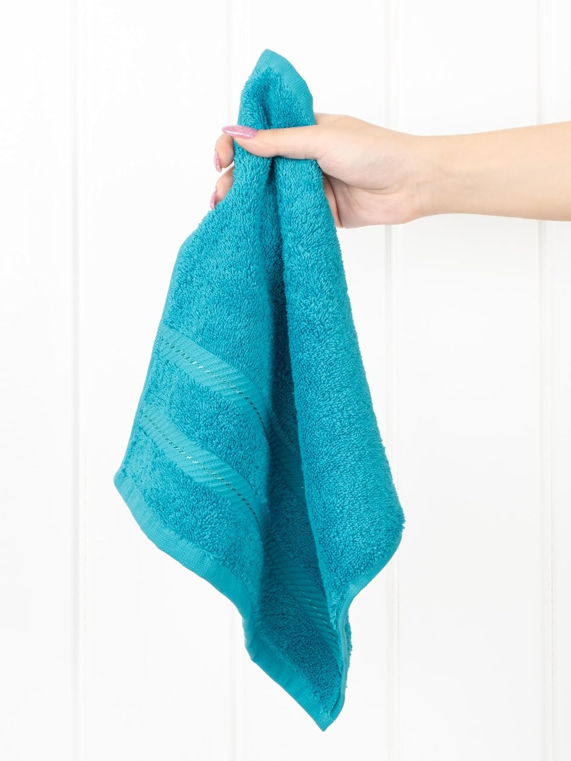 image:imageAmerican Soft Linen 100 Cotton Luxury Turkish Towels 4 PC Hand Towel Set Soft Absorbent Quick Dry OEKO Tex Standard 100 Certificated Durable Machine Washable Breathable Premium Hotel QualityAqua Blue