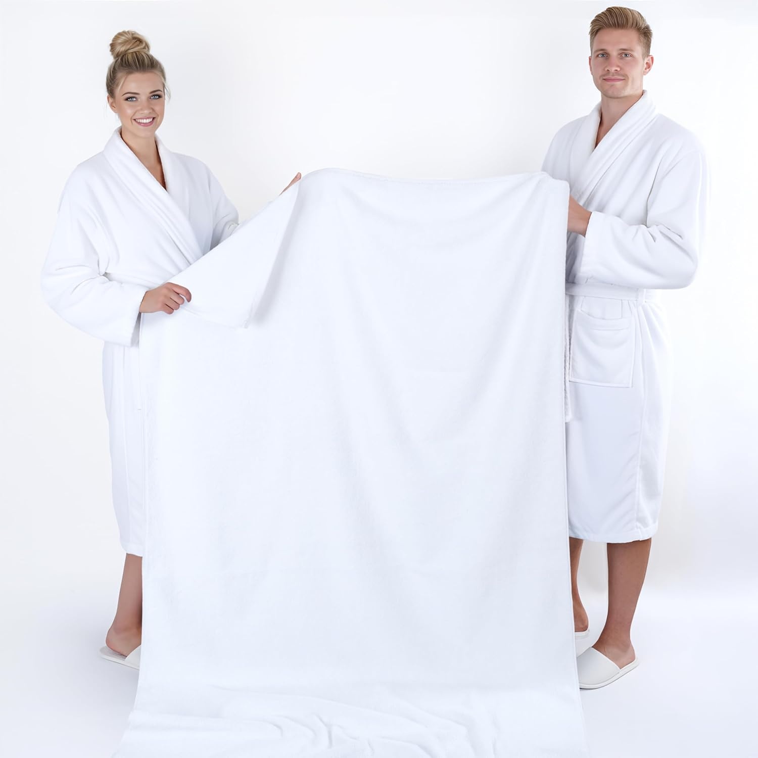 image:imageAmerican Soft Linen 100 Cotton Luxury Turkish Towels 4 PC Hand Towel Set Soft Absorbent Quick Dry OEKO Tex Standard 100 Certificated Durable Machine Washable Breathable Premium Hotel QualityBright White