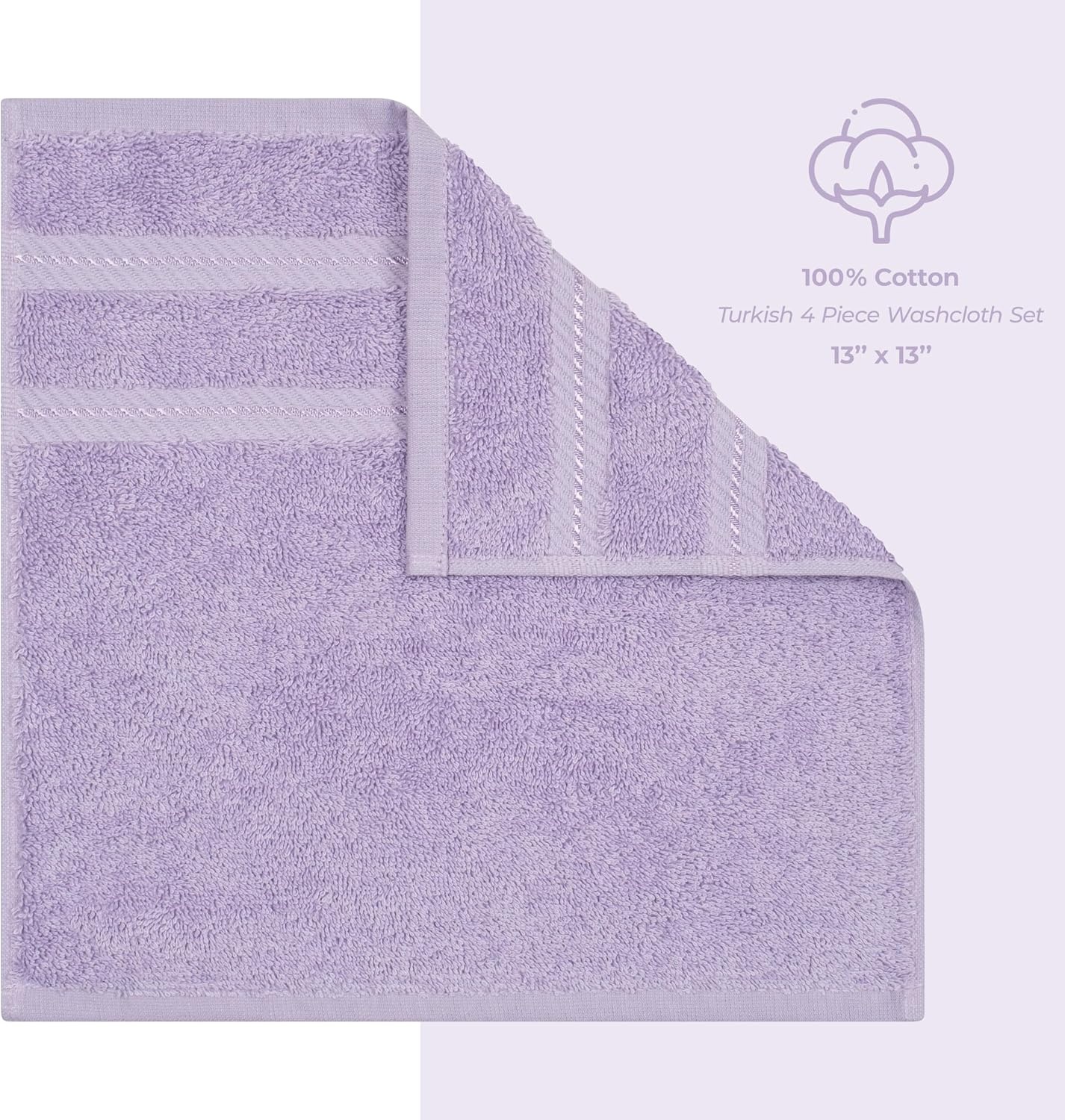 image:imageAmerican Soft Linen 100 Cotton Luxury Turkish Towels 4 PC Hand Towel Set Soft Absorbent Quick Dry OEKO Tex Standard 100 Certificated Durable Machine Washable Breathable Premium Hotel QualityLilac