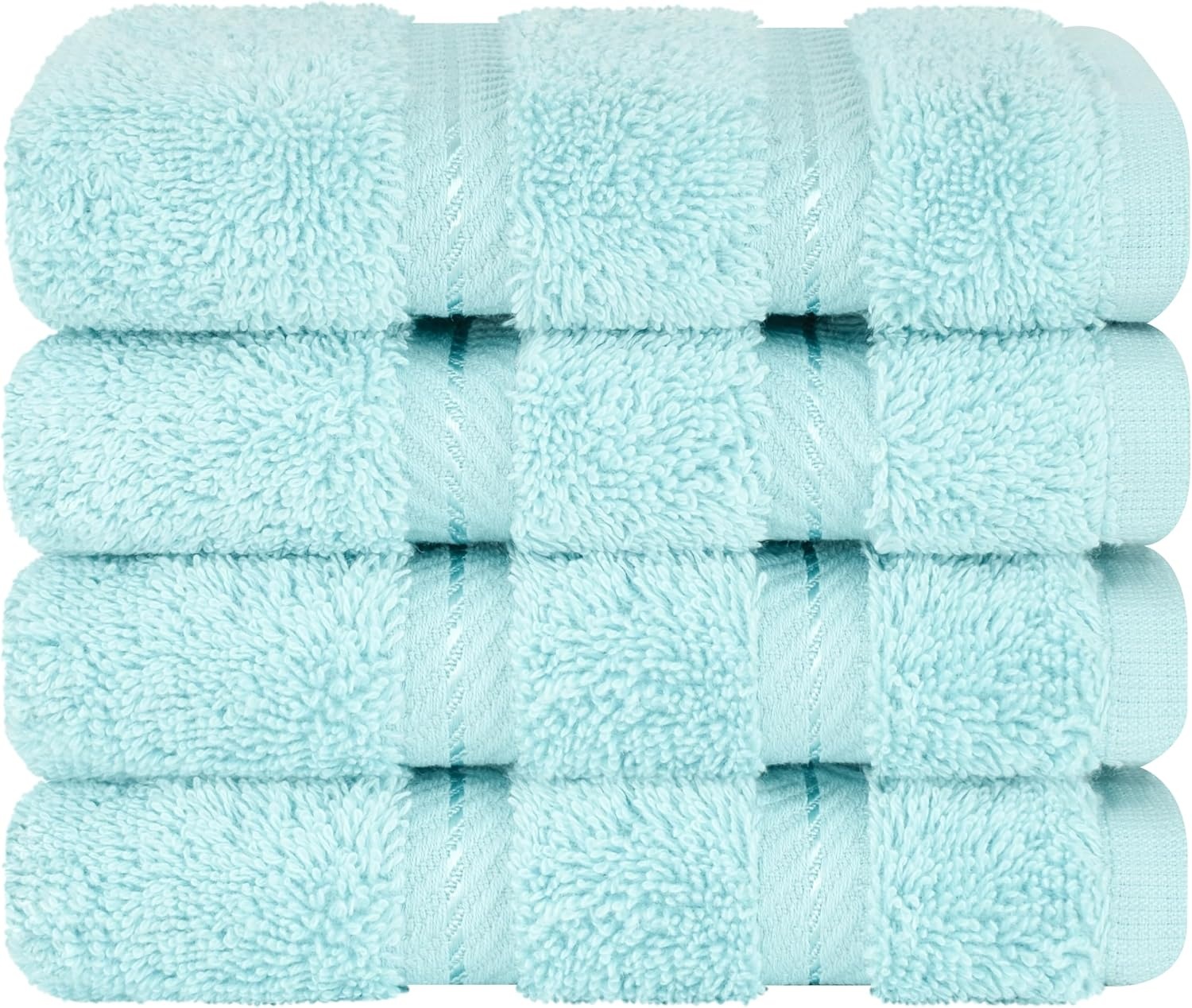 image:imageAmerican Soft Linen 100 Cotton Luxury Turkish Towels 4 PC Hand Towel Set Soft Absorbent Quick Dry OEKO Tex Standard 100 Certificated Durable Machine Washable Breathable Premium Hotel QualityDuck Egg Blue
