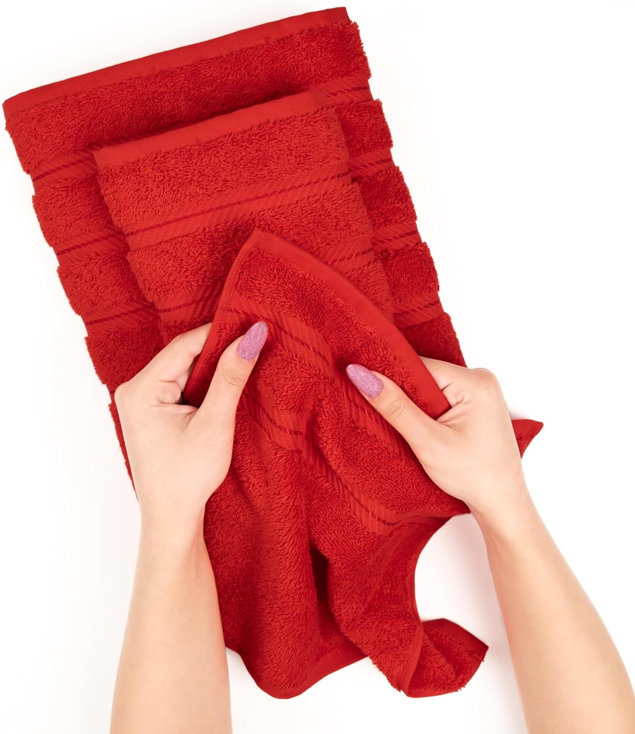 image:imageAmerican Soft Linen 100 Cotton Luxury Turkish Towels 4 PC Hand Towel Set Soft Absorbent Quick Dry OEKO Tex Standard 100 Certificated Durable Machine Washable Breathable Premium Hotel QualityRed