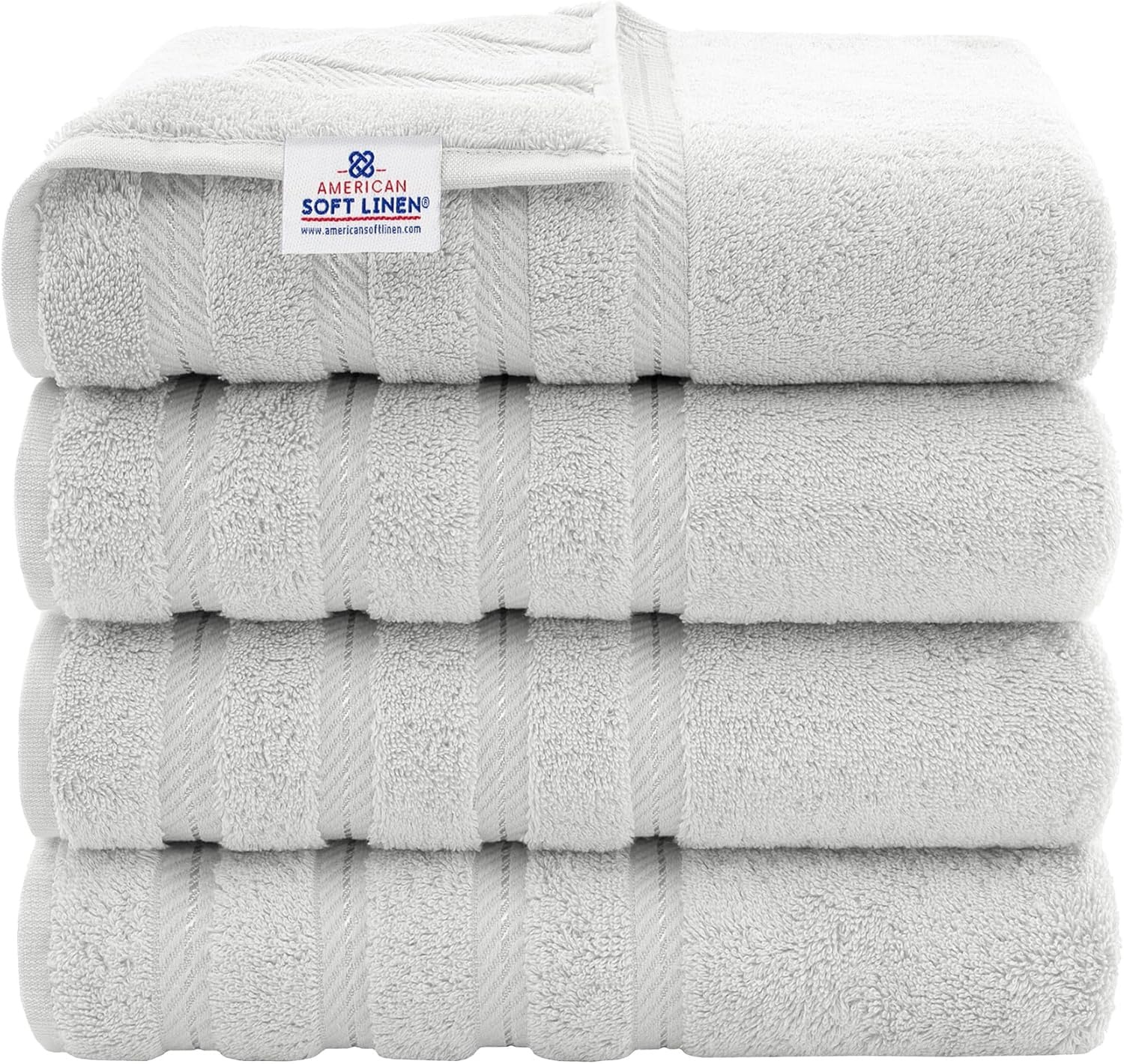 image:imageAmerican Soft Linen 100 Cotton Luxury Turkish Towels 4 PC Hand Towel Set Soft Absorbent Quick Dry OEKO Tex Standard 100 Certificated Durable Machine Washable Breathable Premium Hotel QualitySilver Gray