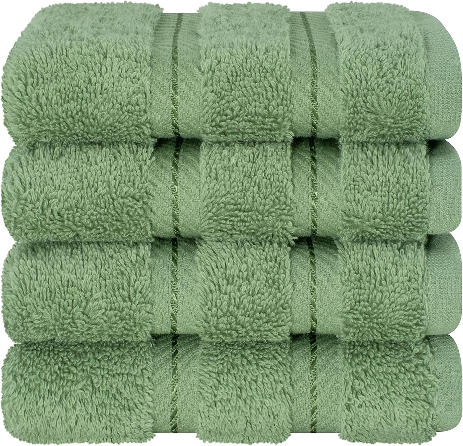 image:imageAmerican Soft Linen 100 Cotton Luxury Turkish Towels 4 PC Hand Towel Set Soft Absorbent Quick Dry OEKO Tex Standard 100 Certificated Durable Machine Washable Breathable Premium Hotel QualitySage Green