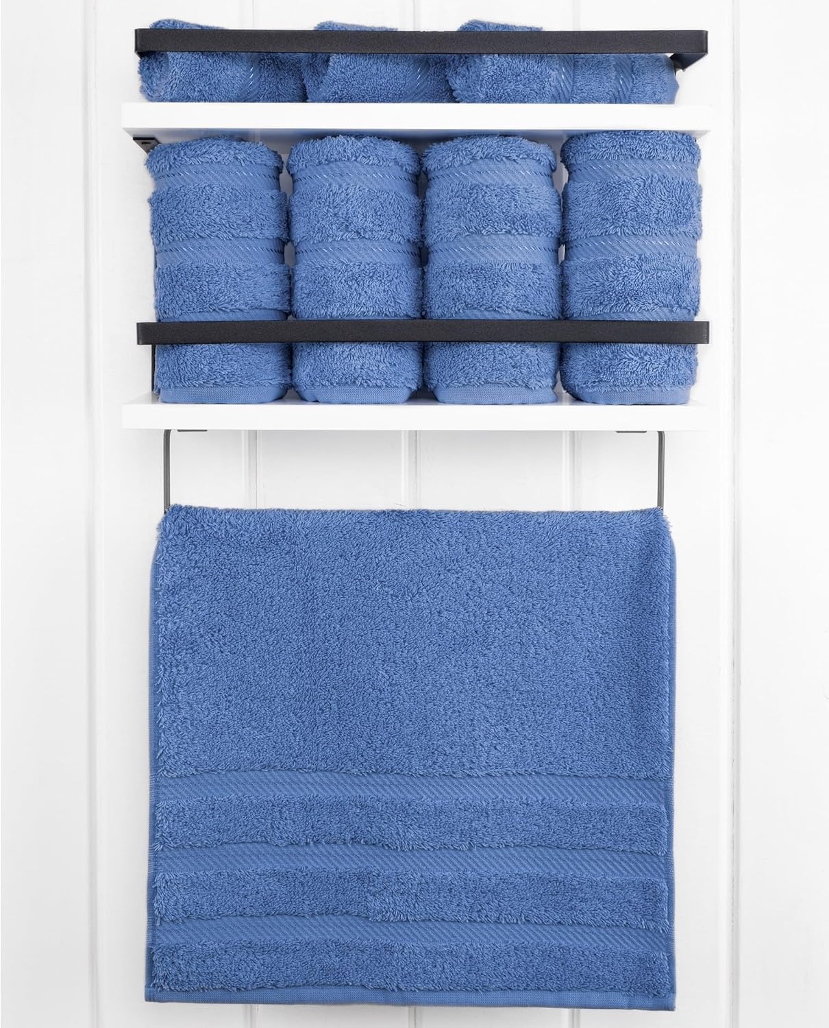 image:imageAmerican Soft Linen 100 Cotton Luxury Turkish Towels 4 PC Hand Towel Set Soft Absorbent Quick Dry OEKO Tex Standard 100 Certificated Durable Machine Washable Breathable Premium Hotel QualityElectric Blue