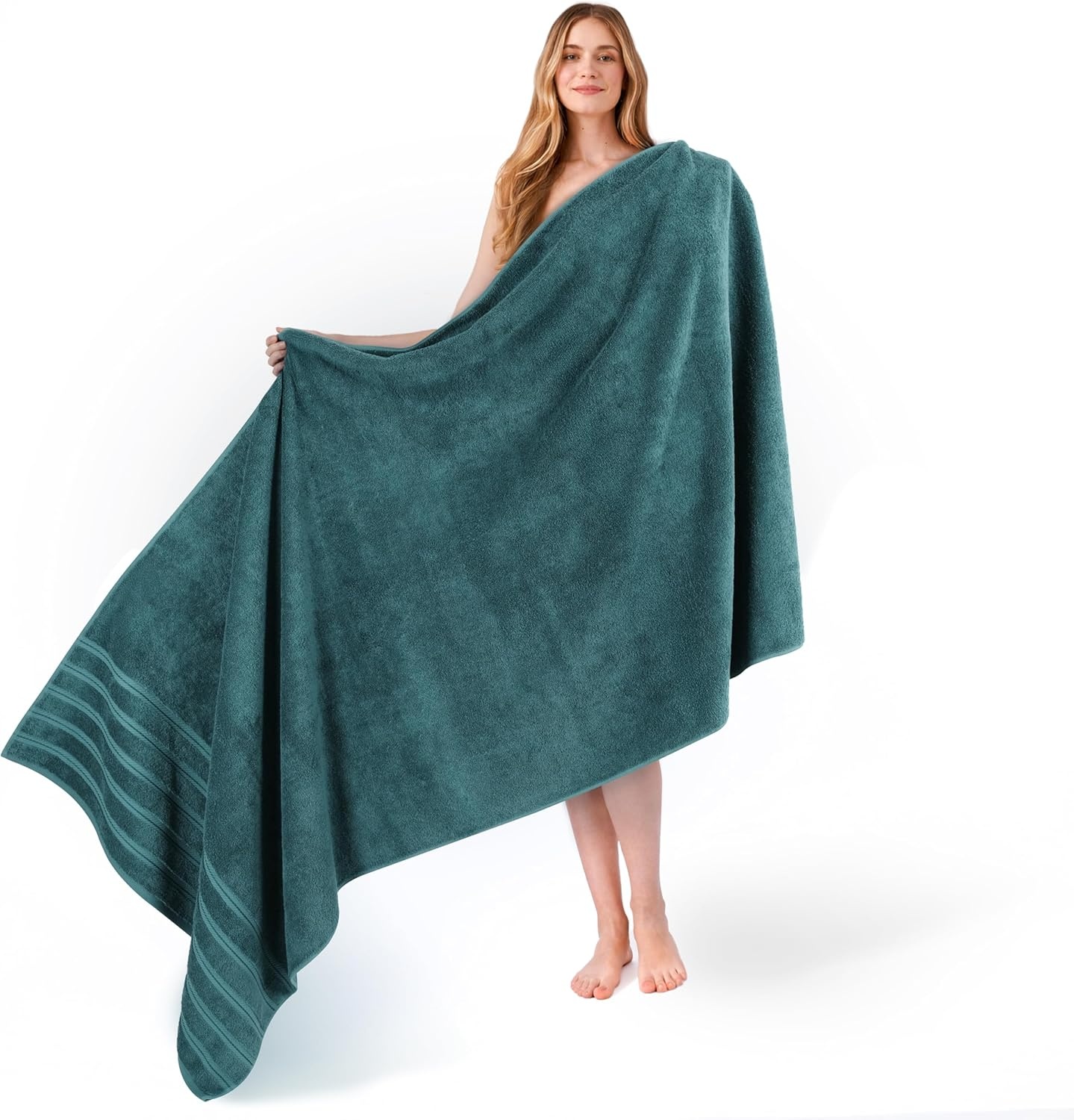 image:imageAmerican Soft Linen 100 Cotton Luxury Turkish Towels 4 PC Hand Towel Set Soft Absorbent Quick Dry OEKO Tex Standard 100 Certificated Durable Machine Washable Breathable Premium Hotel QualityTeal