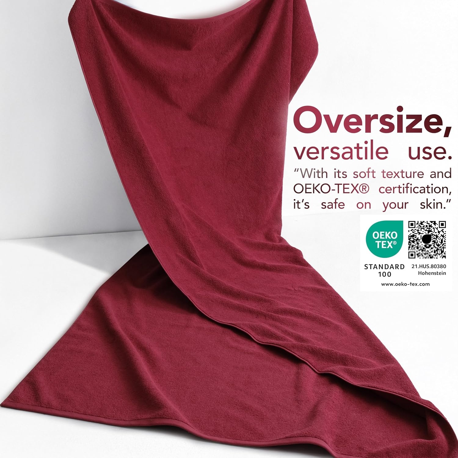 image:imageAmerican Soft Linen 100 Cotton Luxury Turkish Towels 4 PC Hand Towel Set Soft Absorbent Quick Dry OEKO Tex Standard 100 Certificated Durable Machine Washable Breathable Premium Hotel QualityBordeaux Red