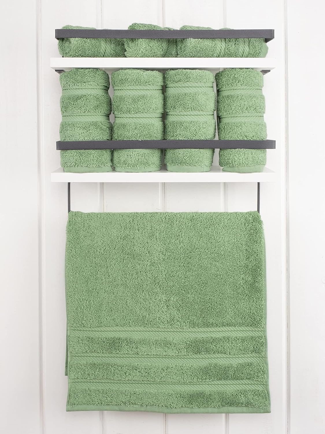 image:imageAmerican Soft Linen 100 Cotton Luxury Turkish Towels 4 PC Hand Towel Set Soft Absorbent Quick Dry OEKO Tex Standard 100 Certificated Durable Machine Washable Breathable Premium Hotel QualitySage Green