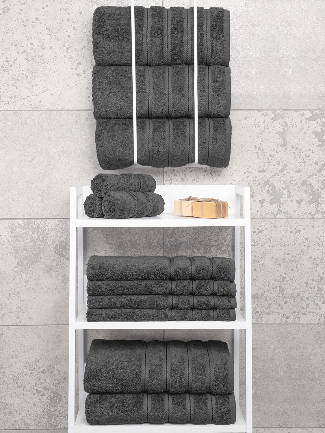 image:imageAmerican Soft Linen 100 Cotton Luxury Turkish Towels 4 PC Hand Towel Set Soft Absorbent Quick Dry OEKO Tex Standard 100 Certificated Durable Machine Washable Breathable Premium Hotel QualityDark Gray